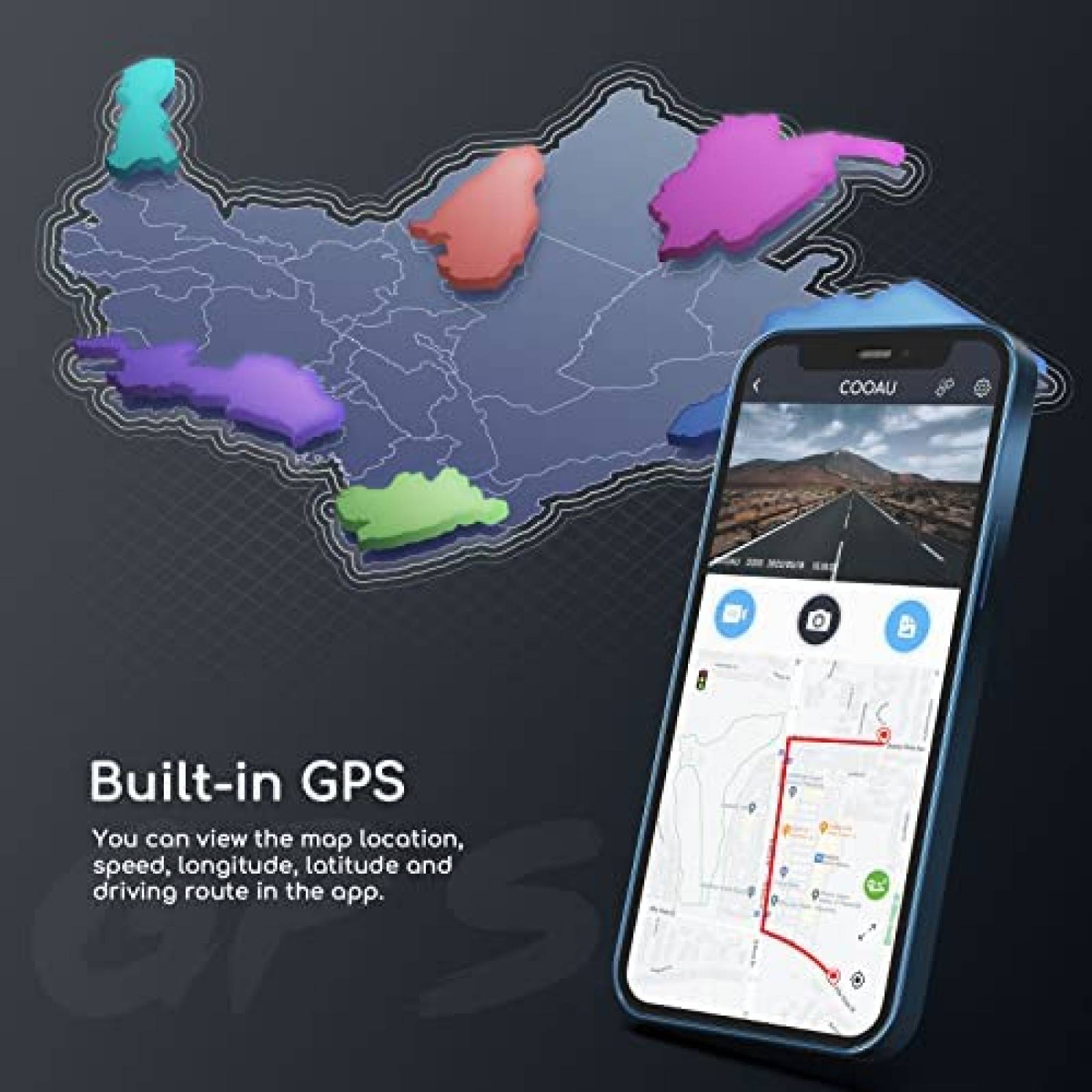 Camara de Reversa COOAU 2 Cam 1440p GPS Wifi Sensor G 170