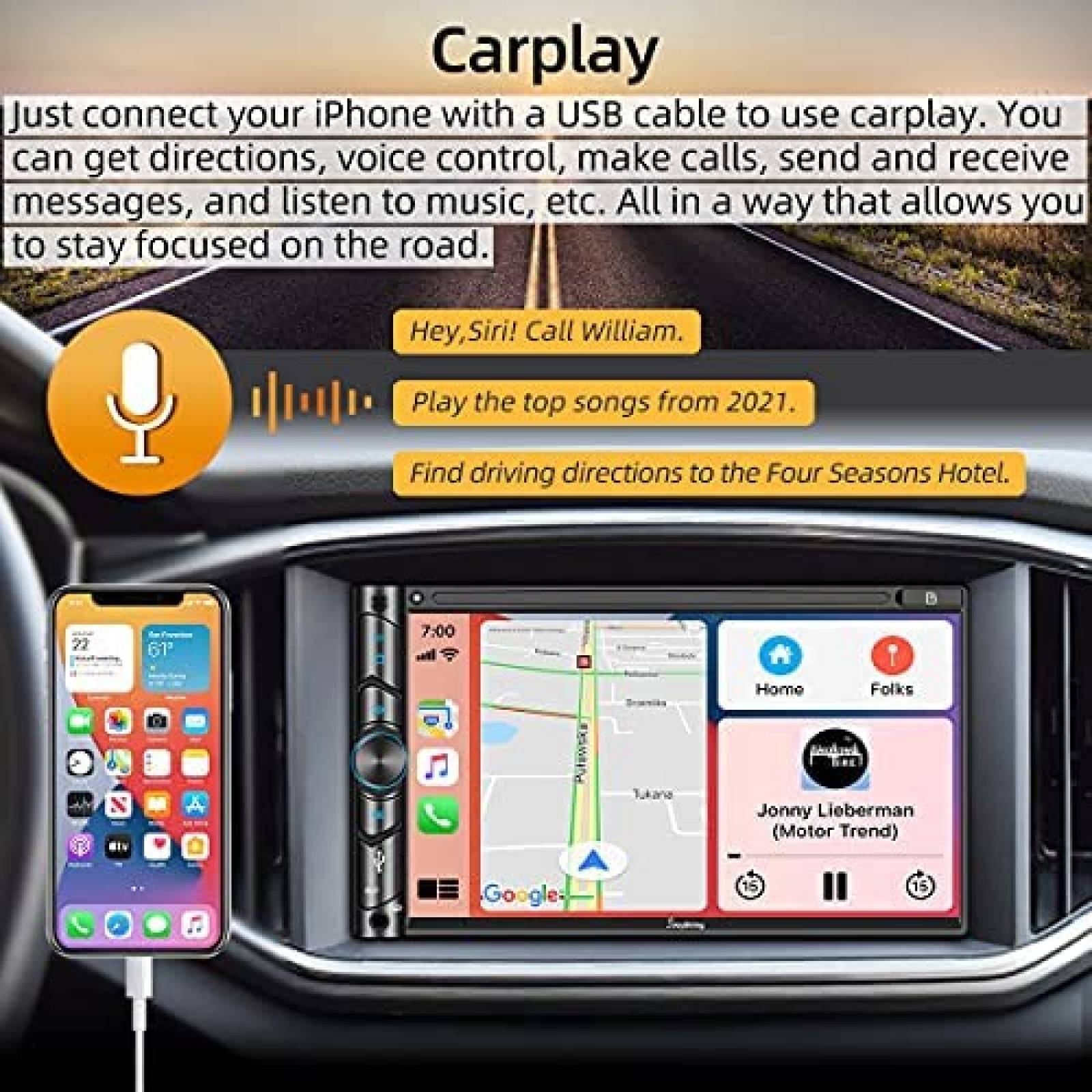 Estereo De Coche SJOYBRING Doble Din Bluetooth 7''