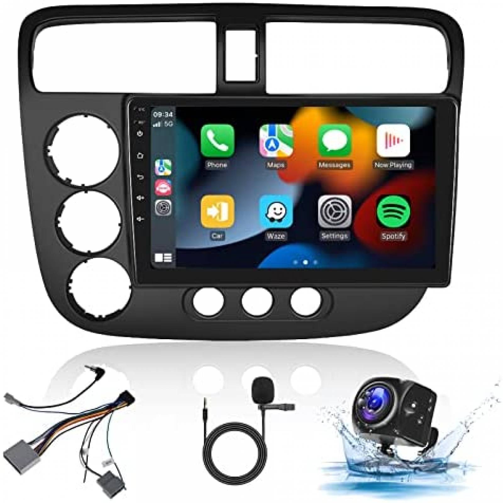 Estereo De Coche PODOFO Para Honda Civic 2001-05 -Negro