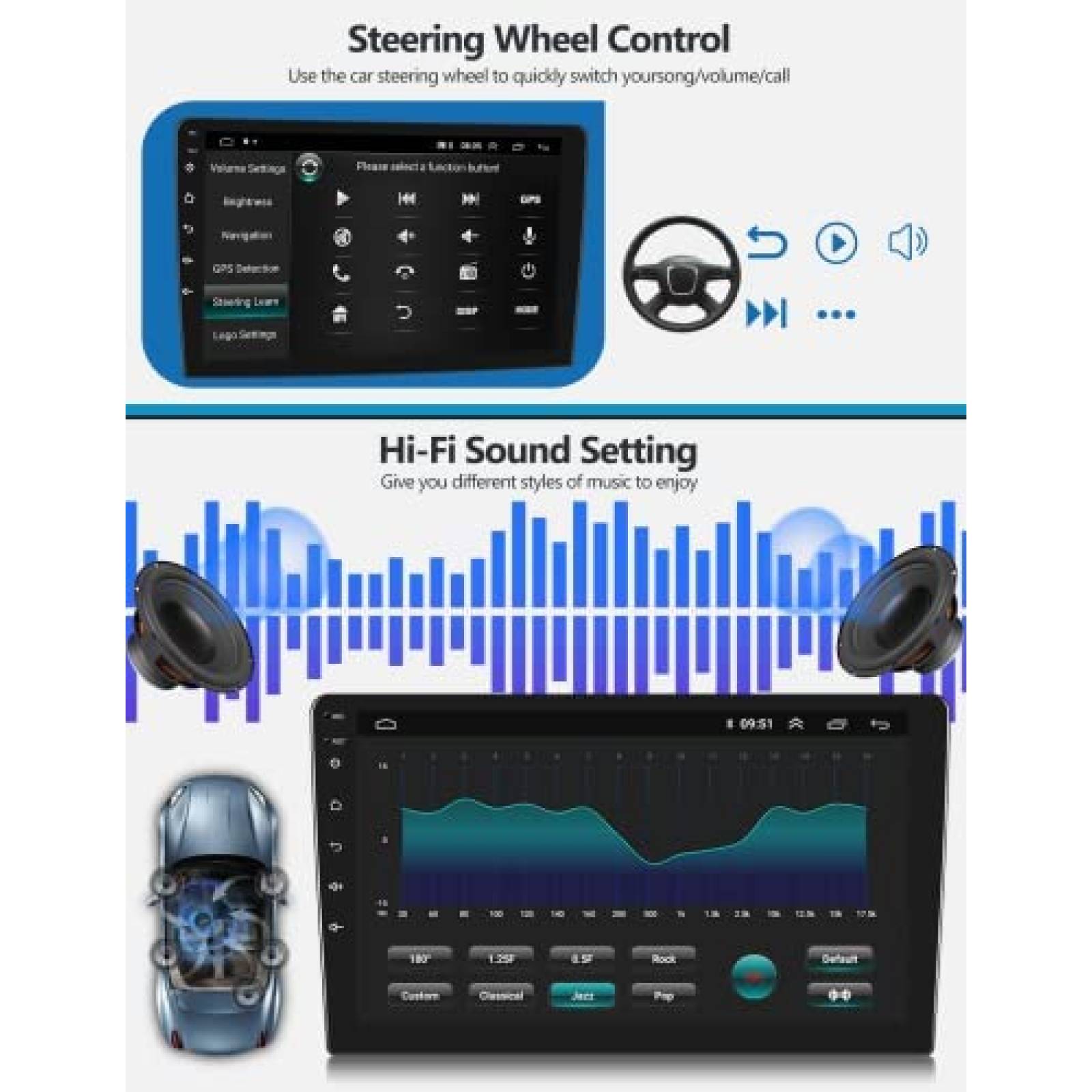 Estereo De Coche PODOFO Para Honda Civic 2001-05 -Negro