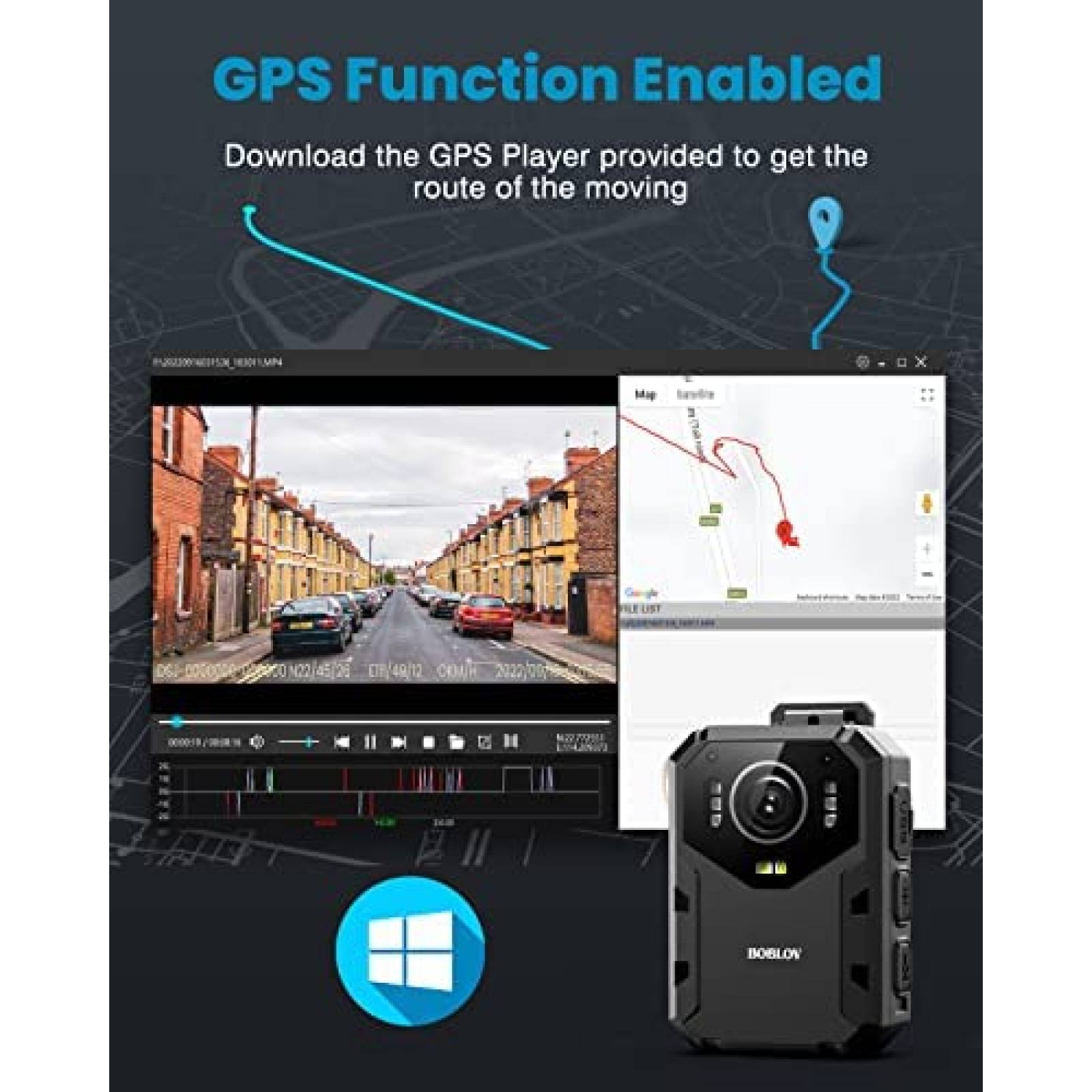 Camara Montada a Cuerpo BoBlov B4K1 GPS de 3100mAh -Negro