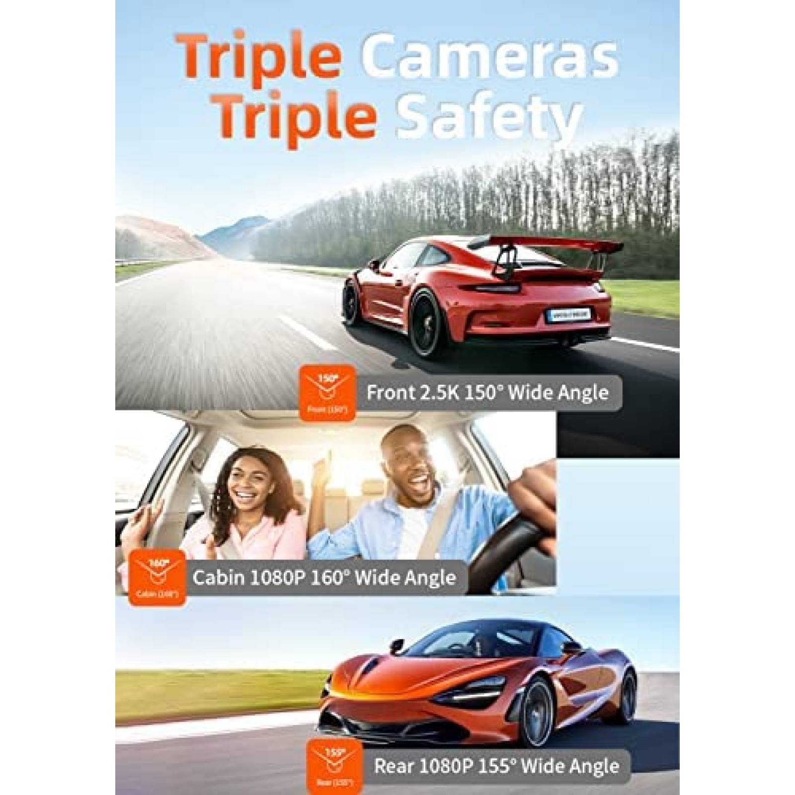 Camara Dash WOLFBOX i07 3'' LCD Vision Nocturna 4K 1080P