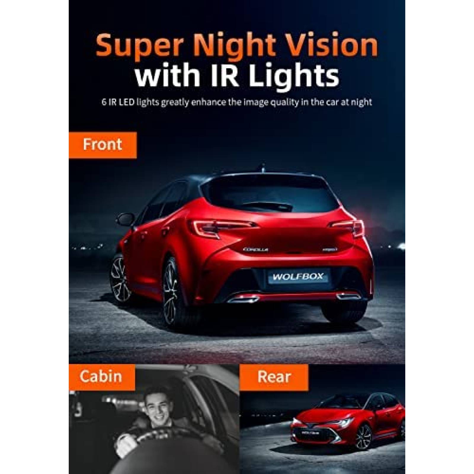 Camara Dash WOLFBOX i07 3'' LCD Vision Nocturna 4K 1080P