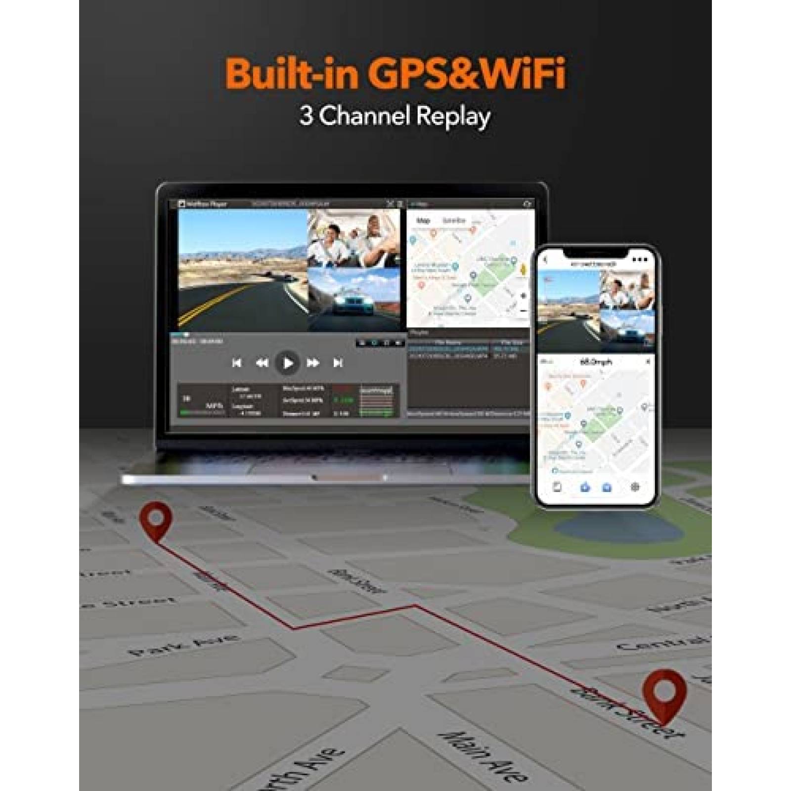 Camara Dash WOLFBOX i07 3'' LCD Vision Nocturna 4K 1080P