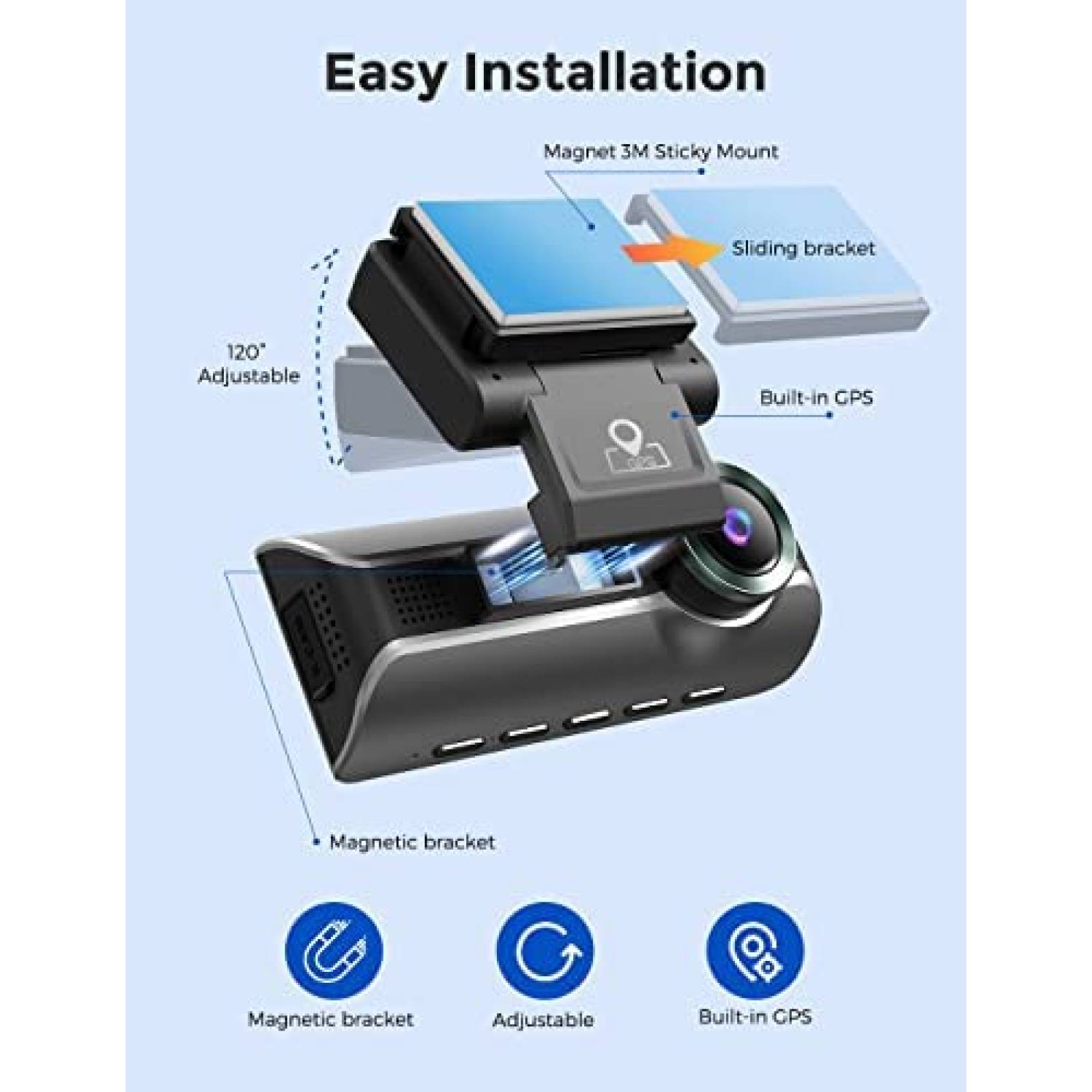 Camara Dash AZDOME M550 de 3CH 1440p+1080p+1080p -Negro