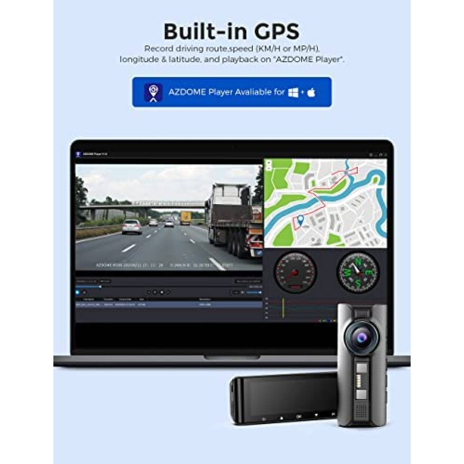 Camara Dash AZDOME M550 de 3CH 1440p+1080p+1080p -Negro