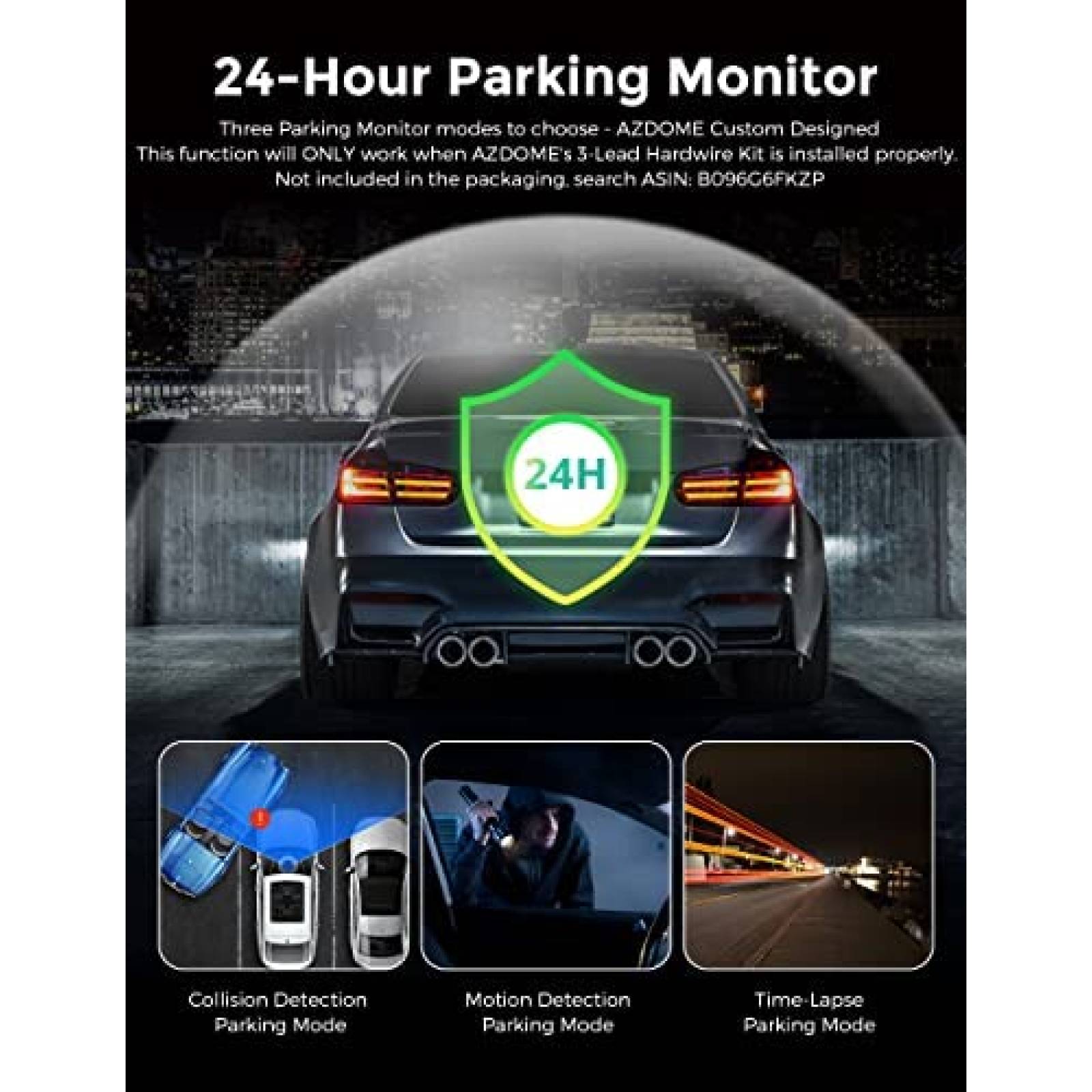 Camara Dash AZDOME M550 de 3CH 1440p+1080p+1080p -Negro