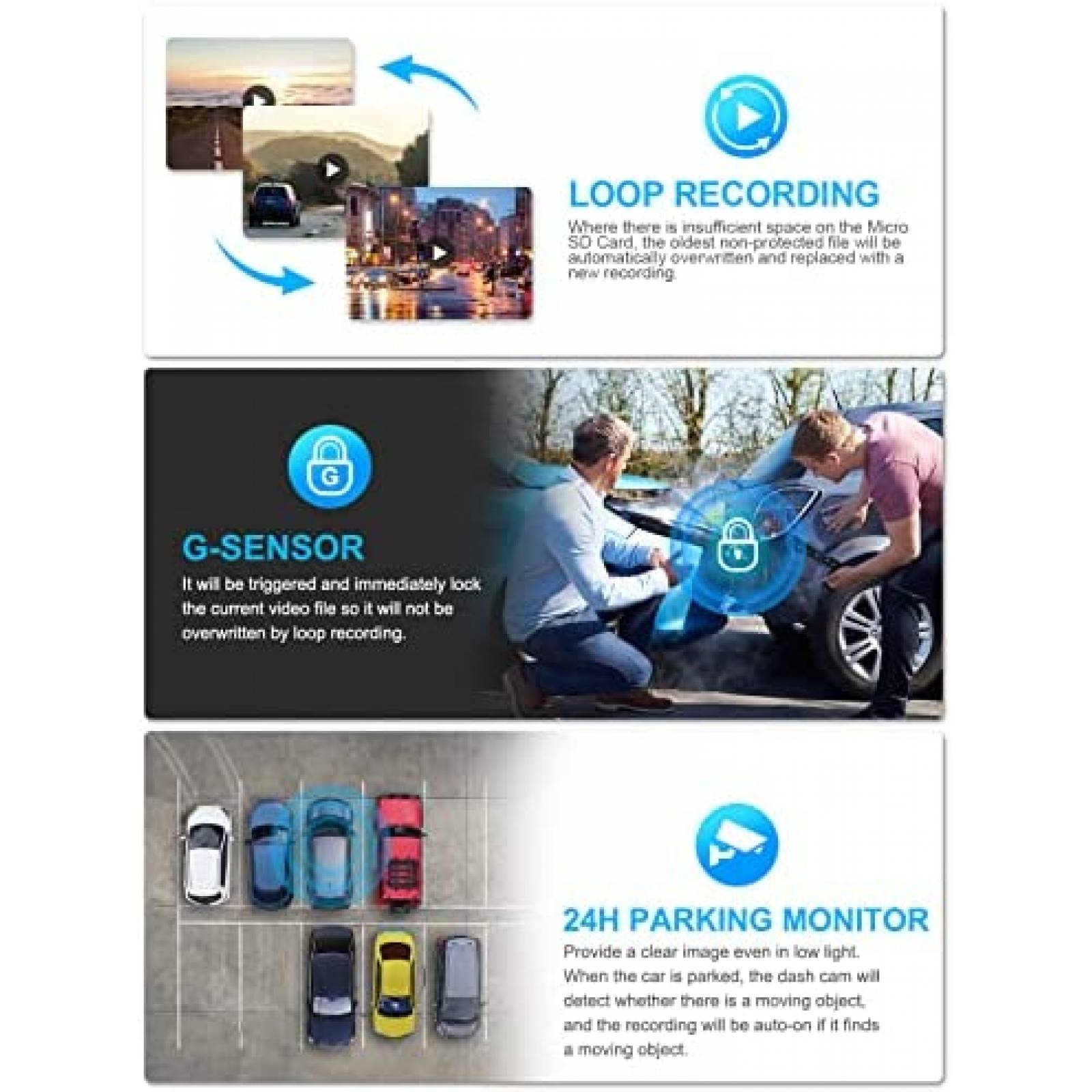 Camara Dash Pruveeo D90-4CH de 4 Canales 1080px4 FHD -Negro