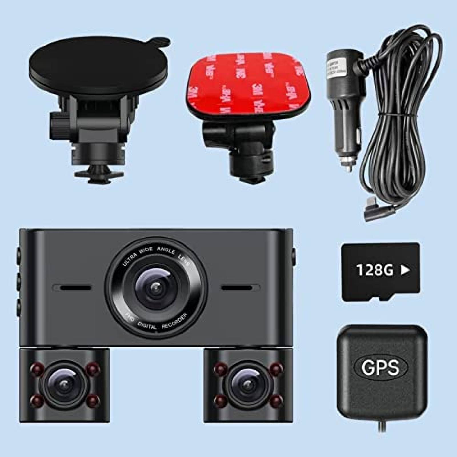 Camara Reversa HUPEJOS 3 Cam 1080p Wifi GPS 128GB Sensor G