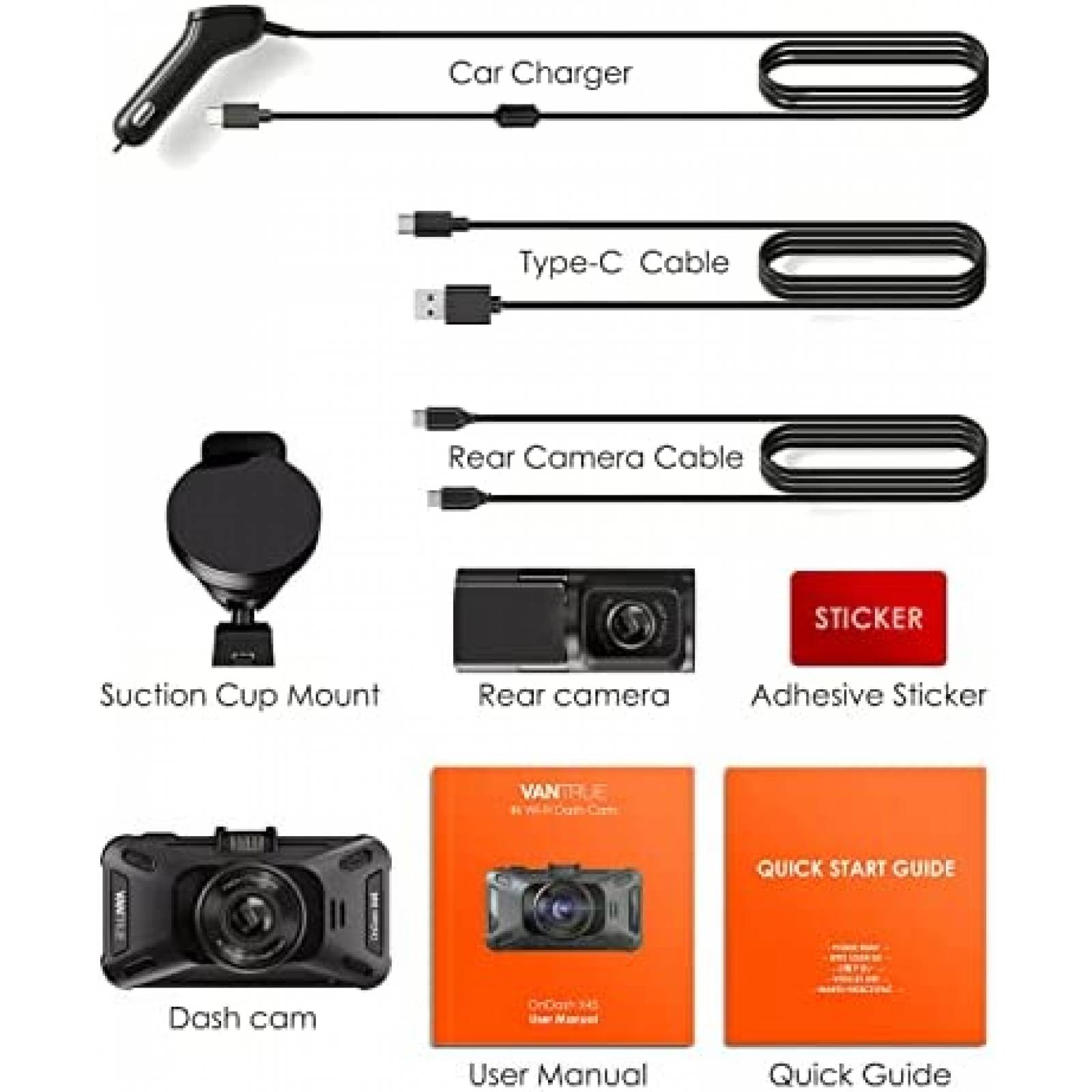 Camara Dash Vantrue X4S Duo 4K 1080P 120FPS 5G 512GB -Negro