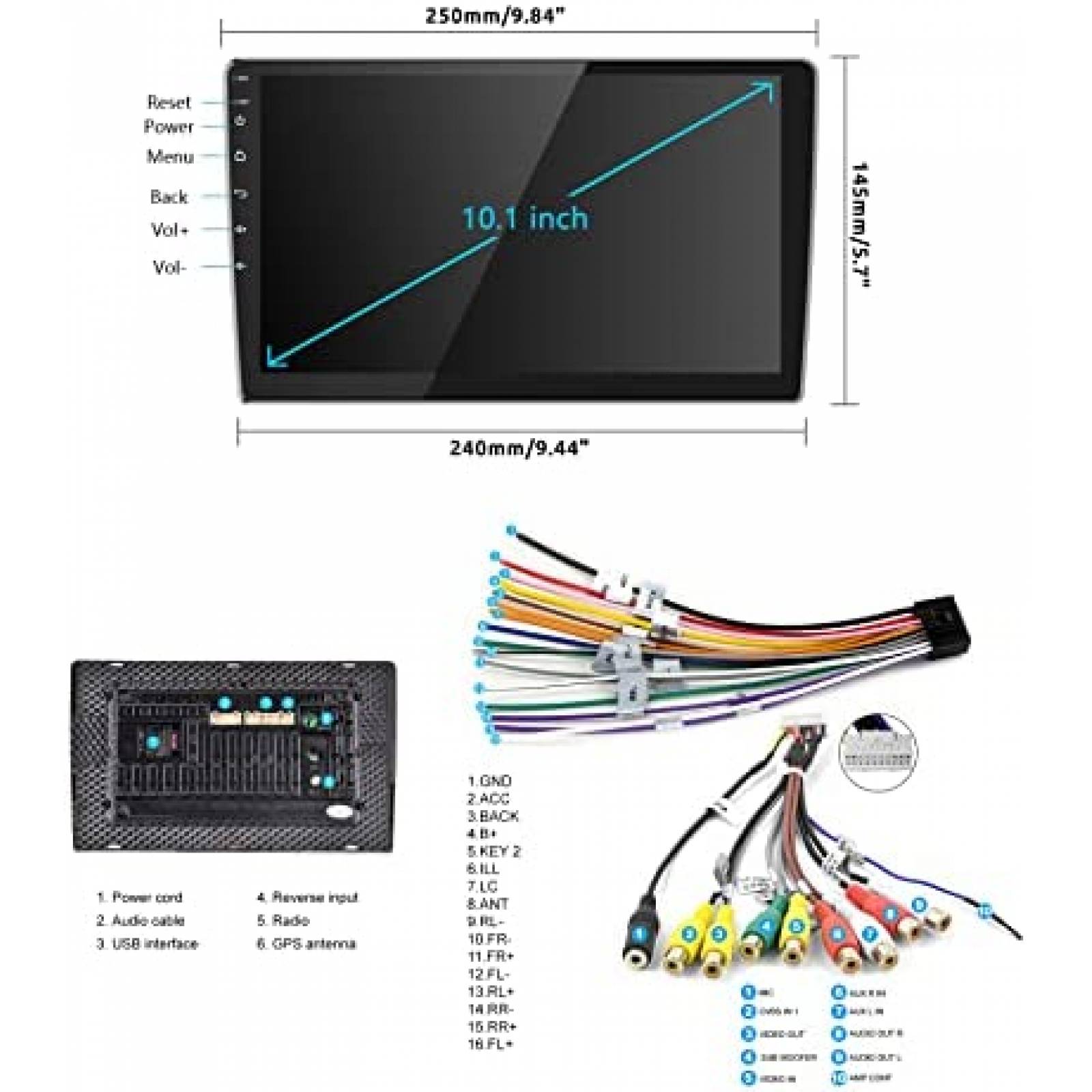 Estereo De Coche RIMOODY DOuble Din Inalambrico -Negro