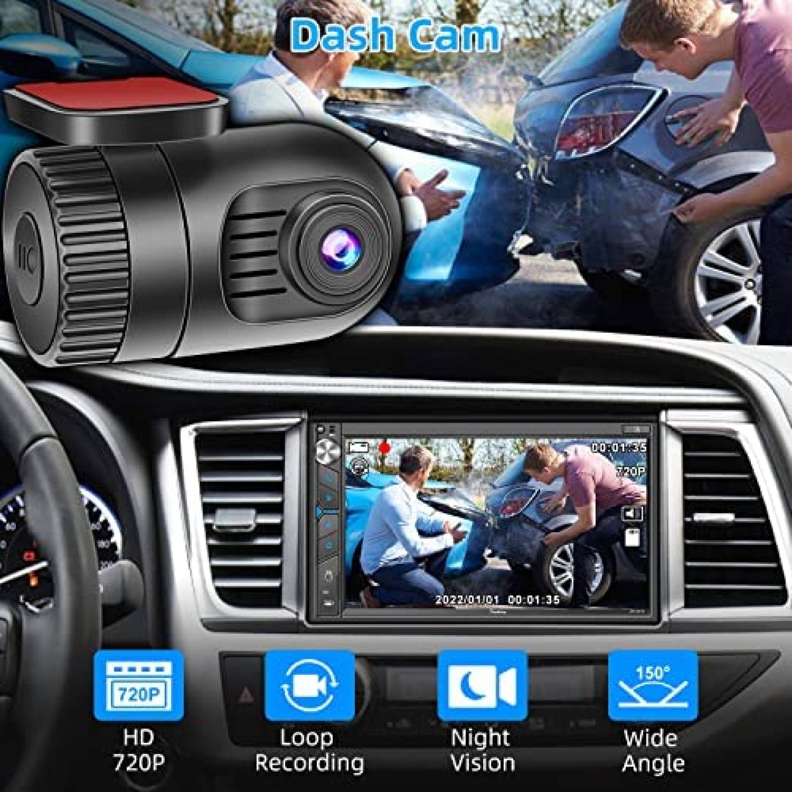 Estereo De Coche SJOYBRING Doble Din Bluetooth 7 Pulgadas