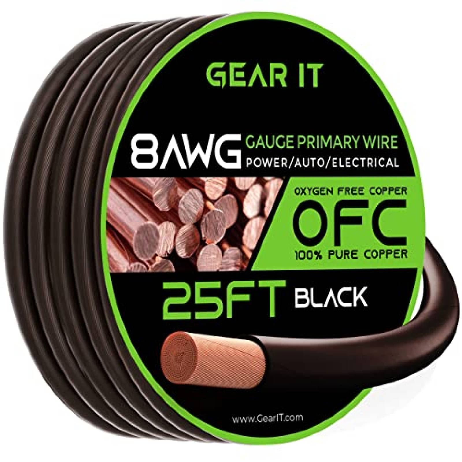 Cable de cobre GearIT automotriz 8 AWG calibre 8.0 -Negro
