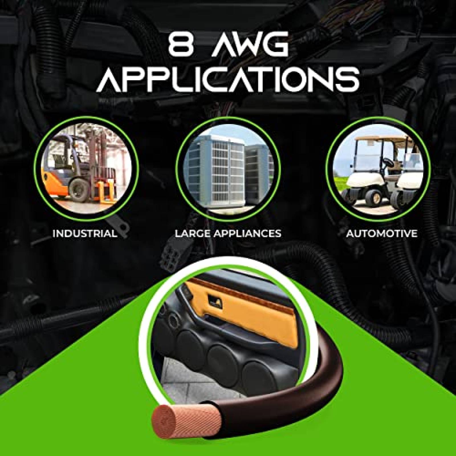 Cable de cobre GearIT automotriz 8 AWG calibre 8.0 -Negro