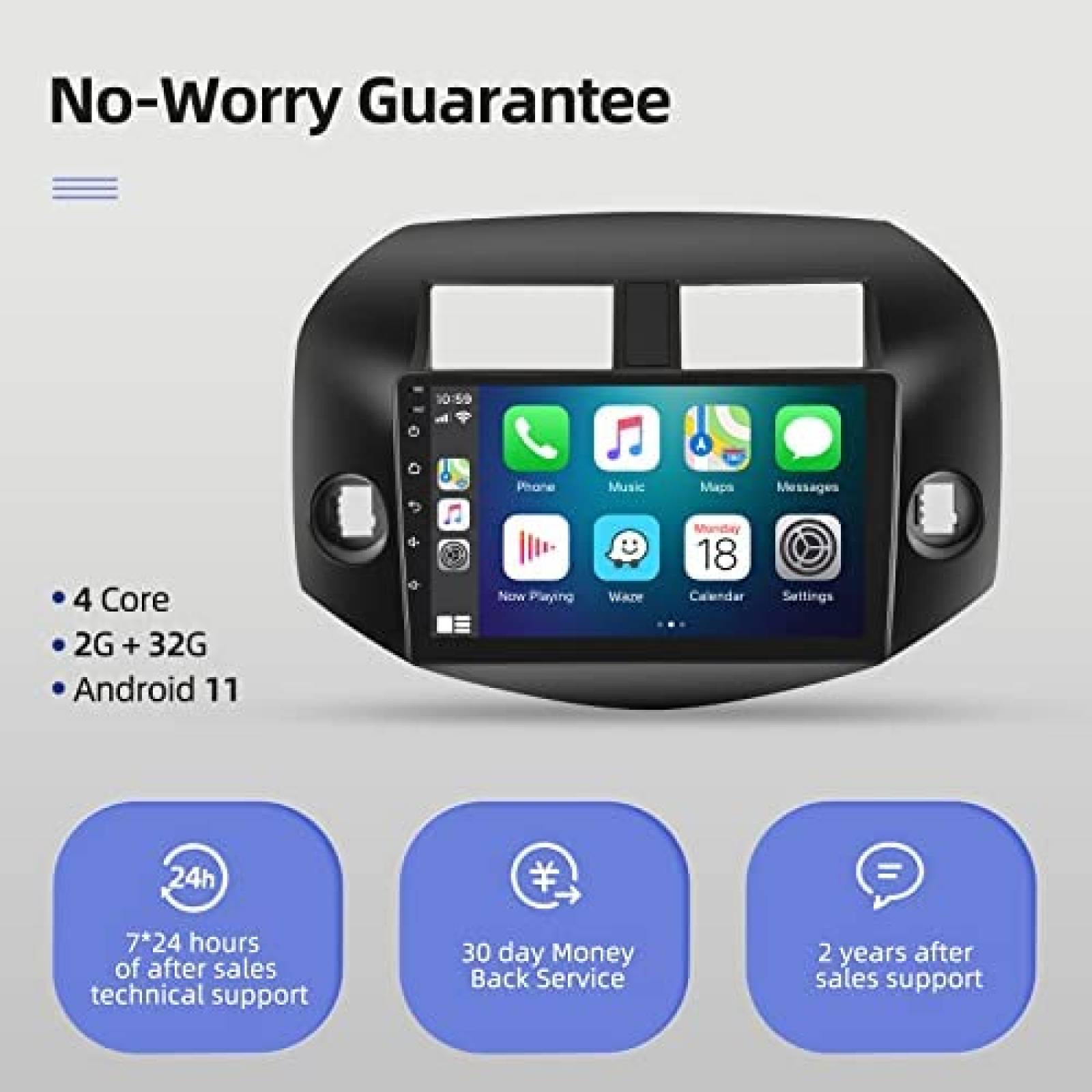 Estereo De Coche EKAT Para Toyota RAV4 2007-12 -Negro