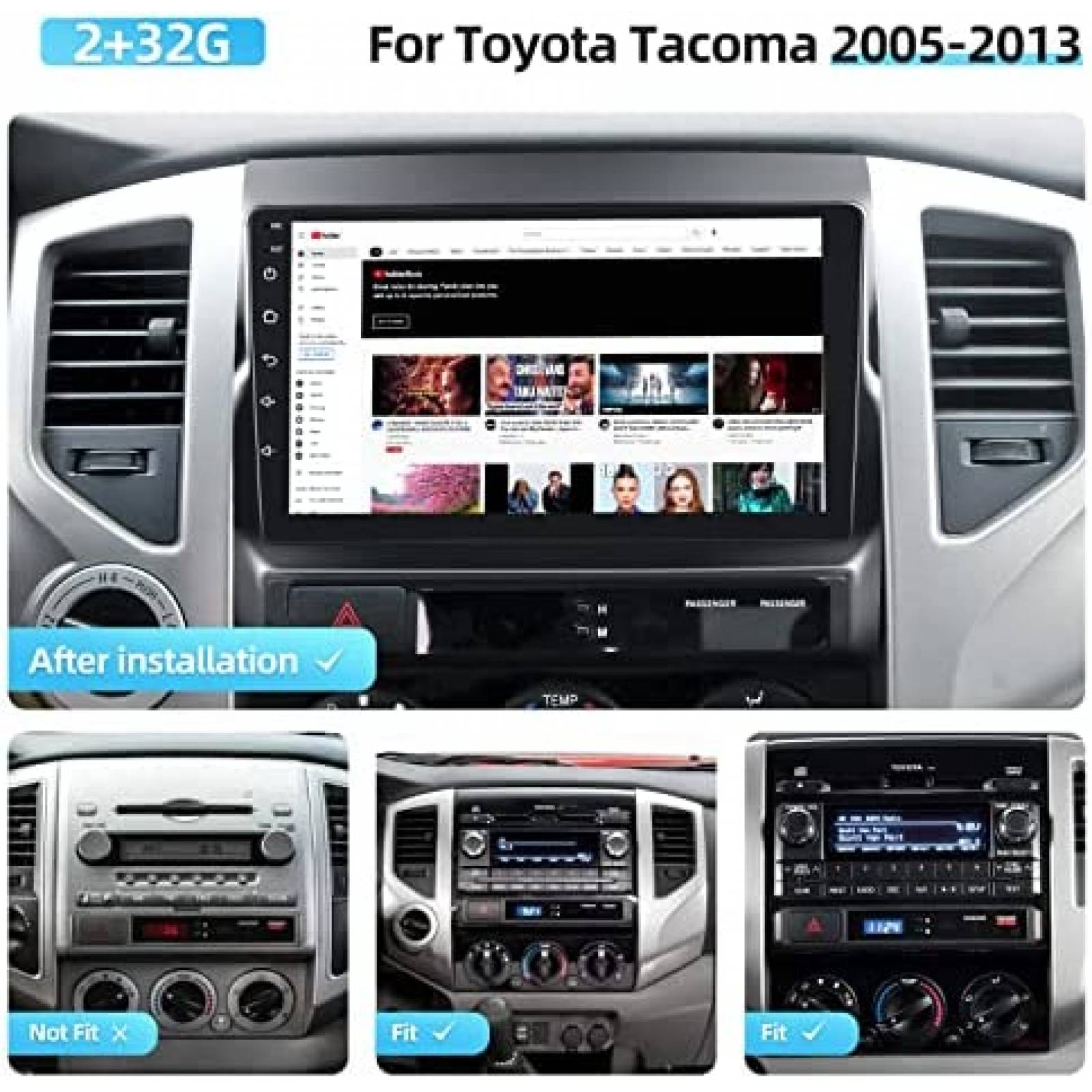Estereo De Coche NHOPEEW Para Toyota Tacoma 2005-13 -Negro