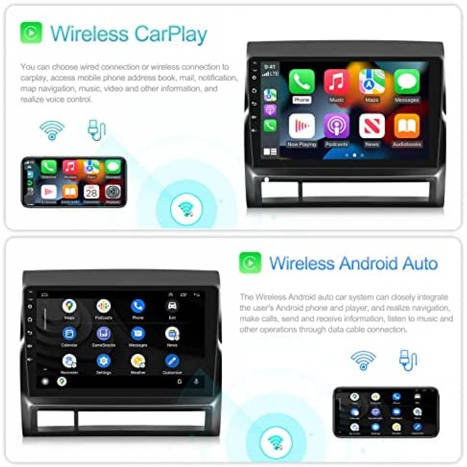 Estereo De Coche NHOPEEW Para Toyota Tacoma 2005-13 -Negro