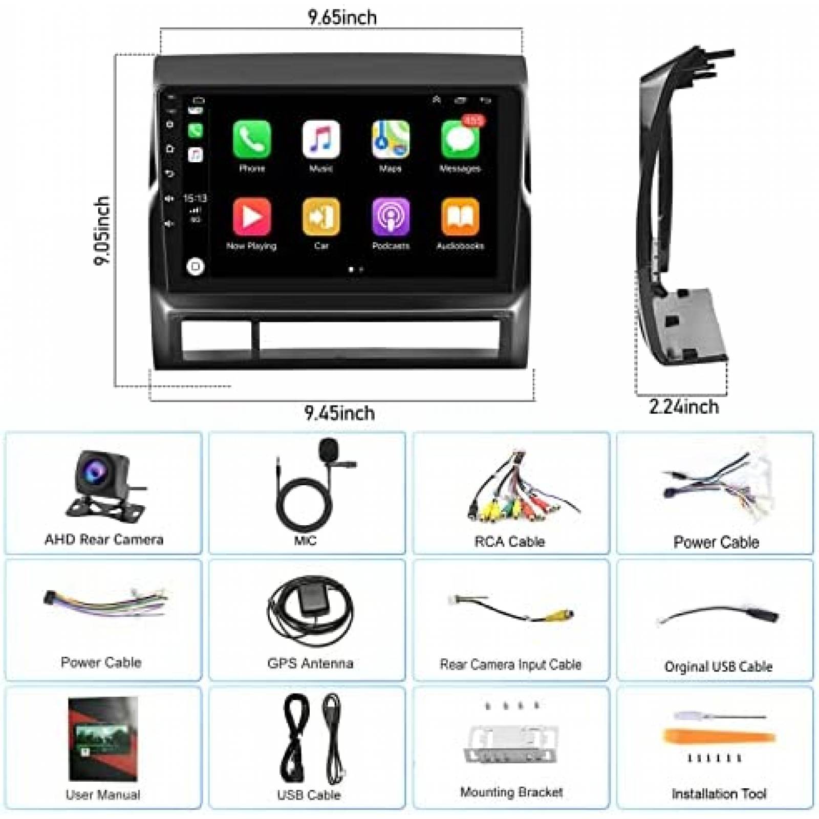 Estereo De Coche NHOPEEW Para Toyota Tacoma 2005-13 -Negro