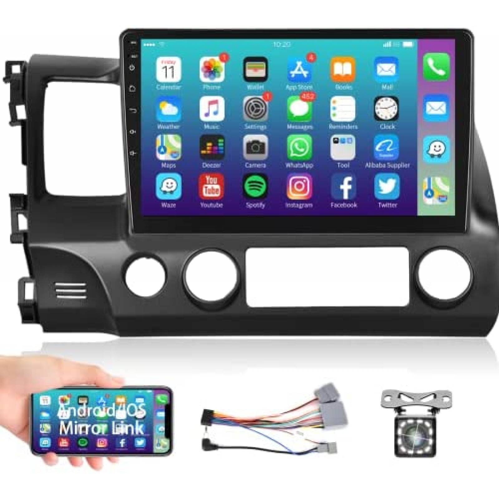 Estereo Auto Podofo 10.1'' Android Honda Civic 2006 - 2011