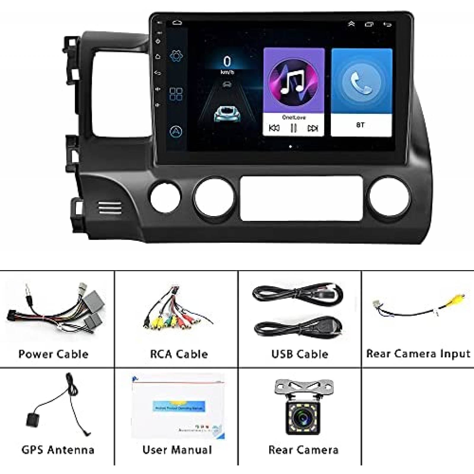 Estereo Auto Podofo 10.1'' Android Honda Civic 2006 - 2011