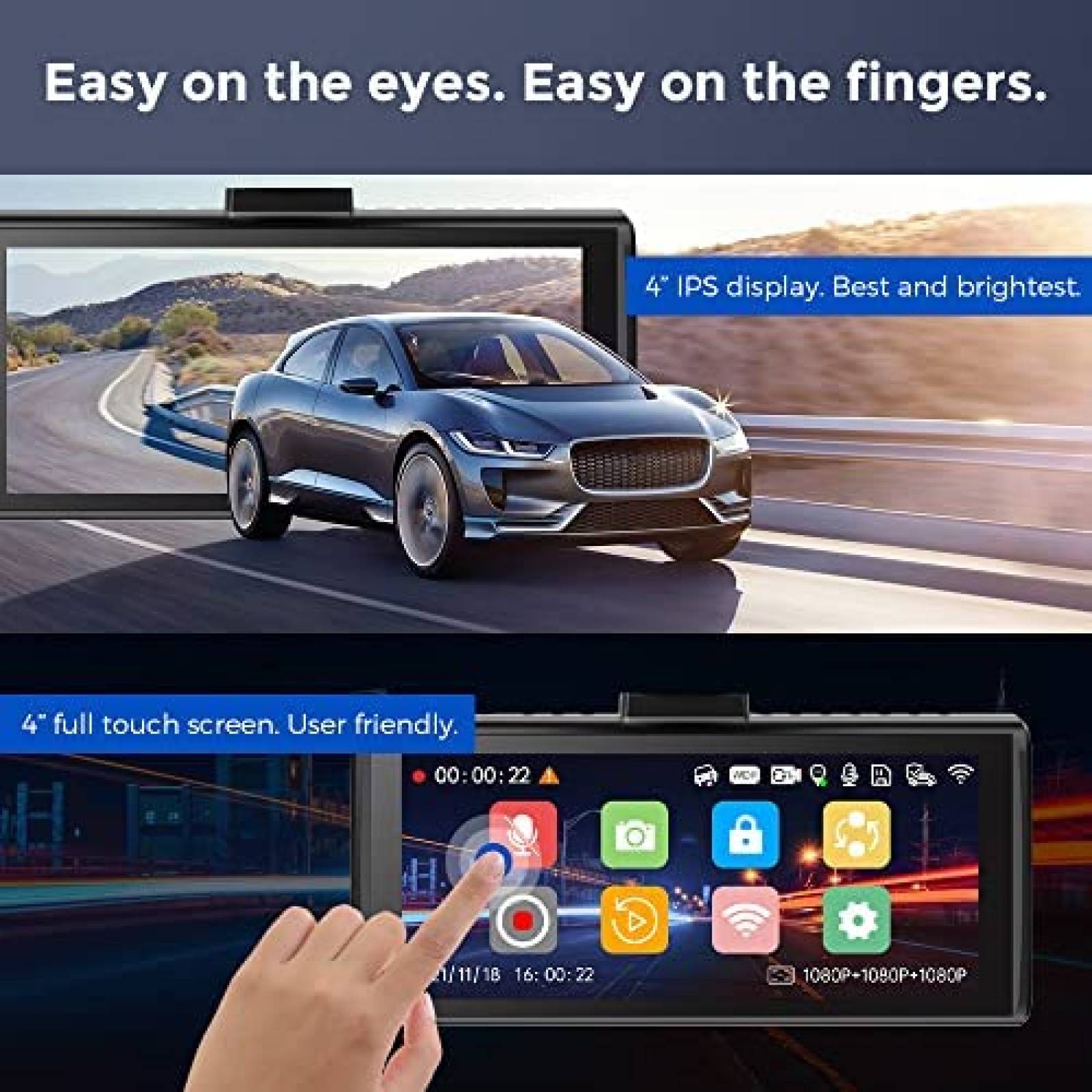 Camara de Reversa AZDOME M560-3 3 Cam 1080P 128GB Wifi Touch