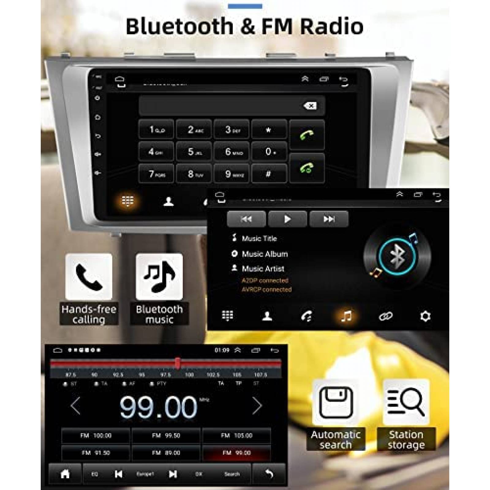 Estereo De Coche RIMOODY Para Toyota Camry 2006-11 -Negro