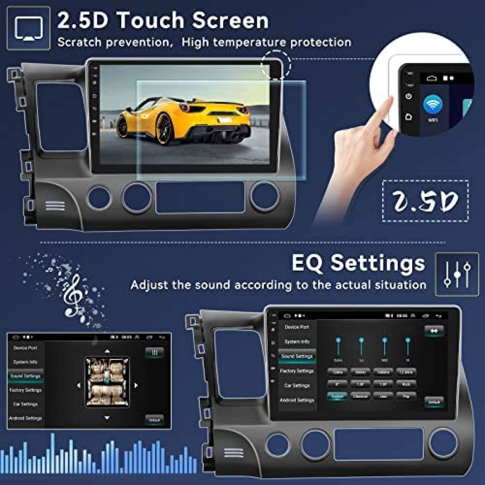 Estereo de Coche UNITOPSCI Para Honda Civic 2006-2011 -Negro