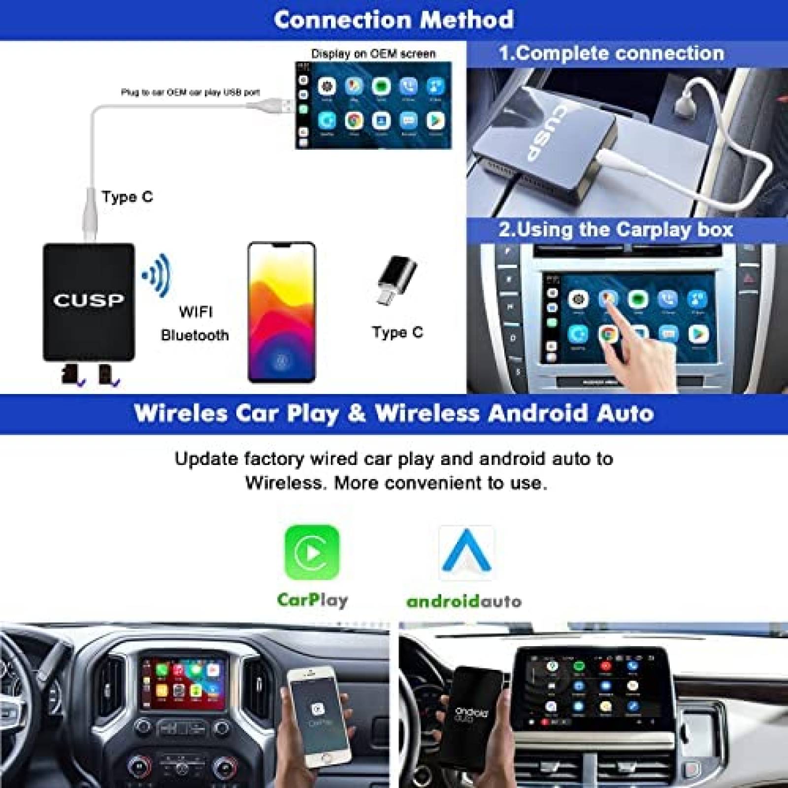 Sistema CarPlay CUSP Ai Box Tactil 64G Android 8 -Negro