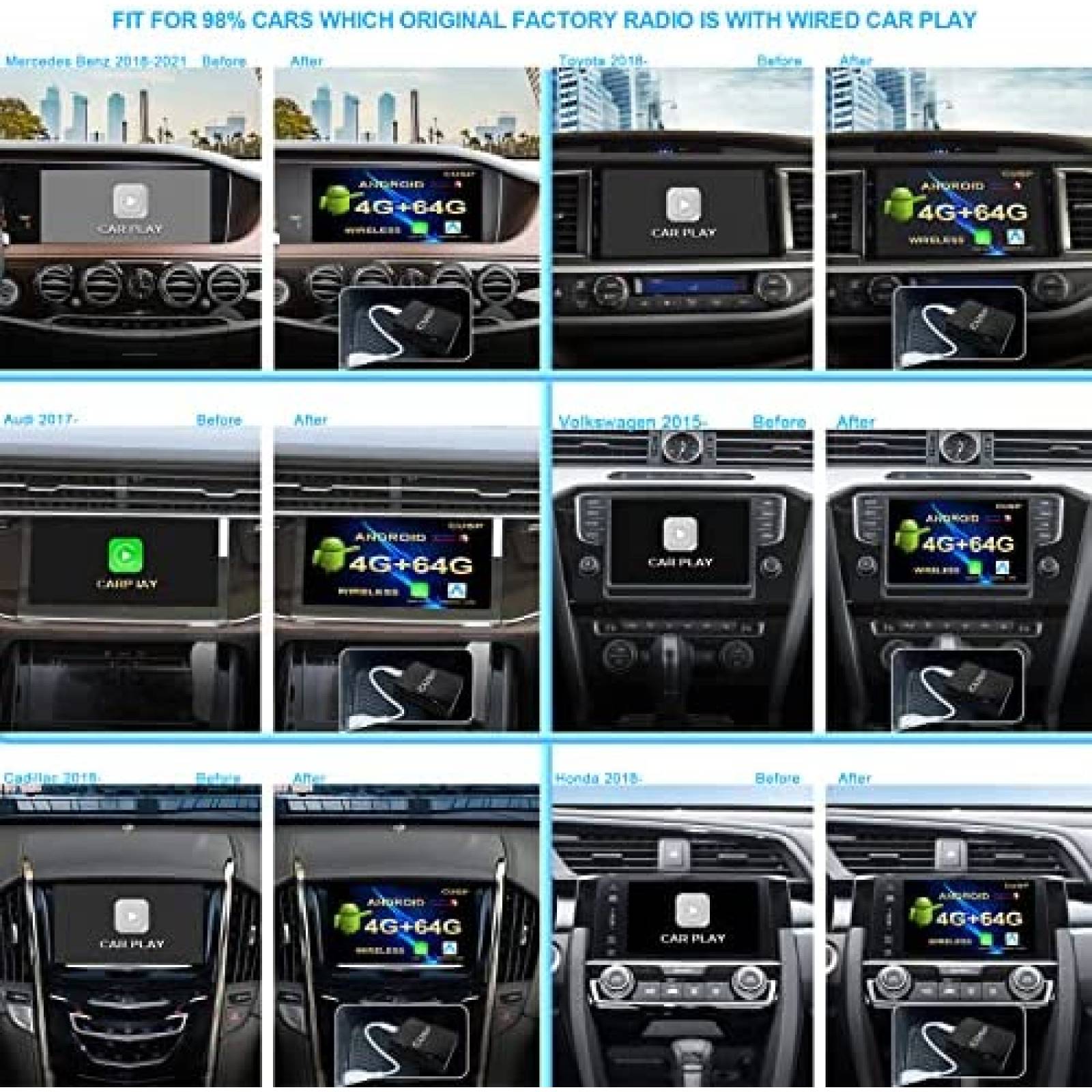 Sistema CarPlay CUSP Ai Box Tactil 64G Android 8 -Negro