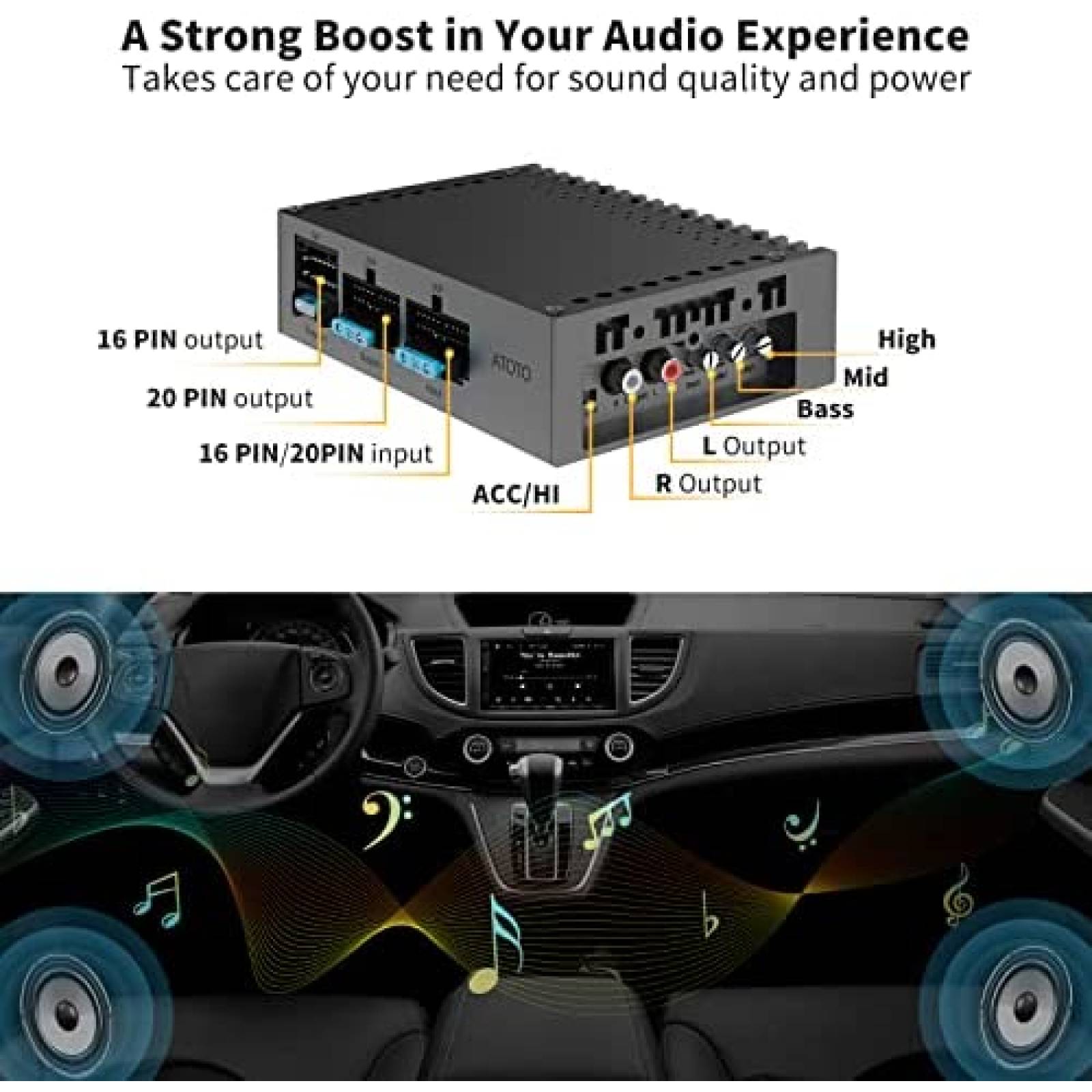 Estereo de Coche ATOTO 7'' Bluetooth+Amplificador -Negro