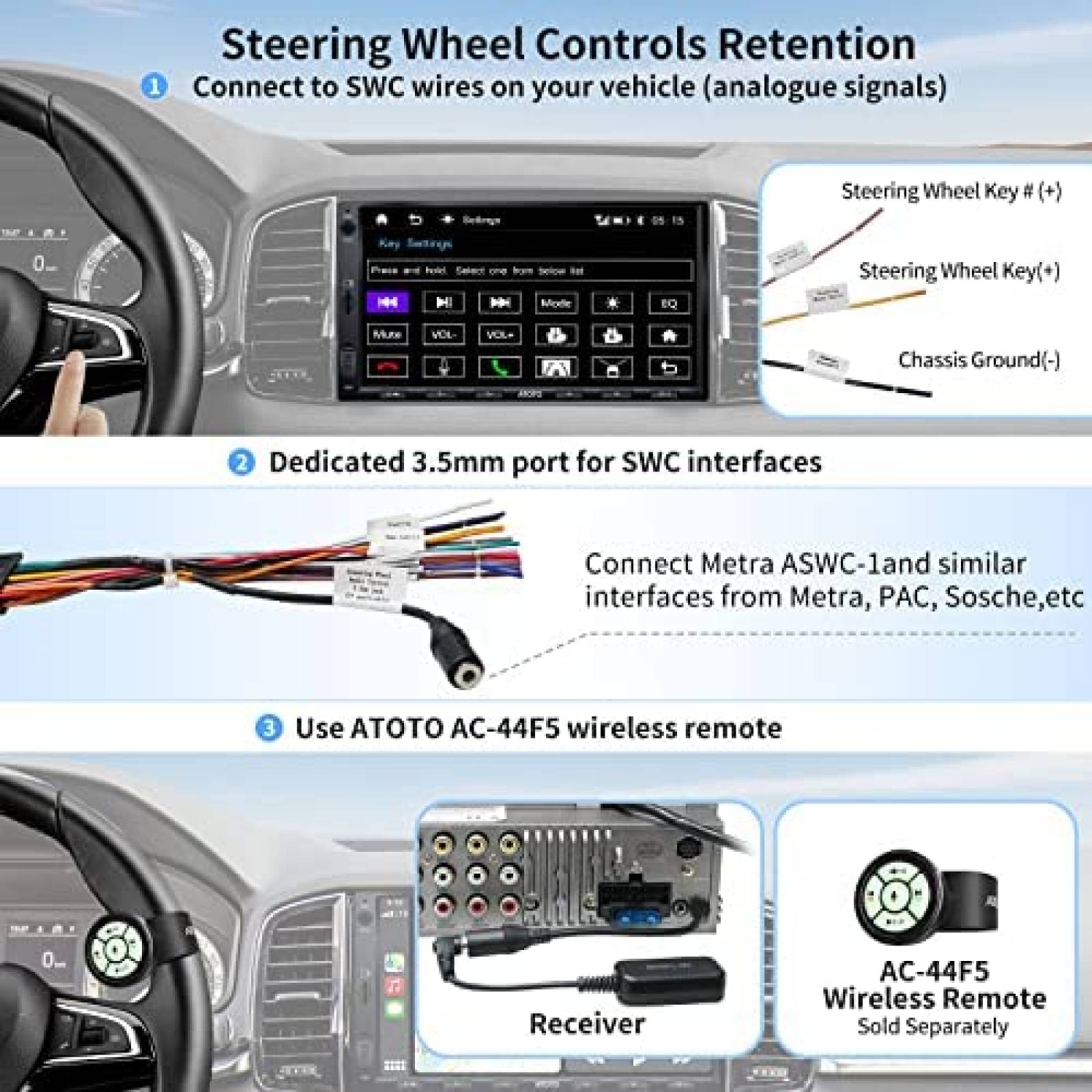 Estereo de Coche ATOTO 7'' Bluetooth+Amplificador -Negro