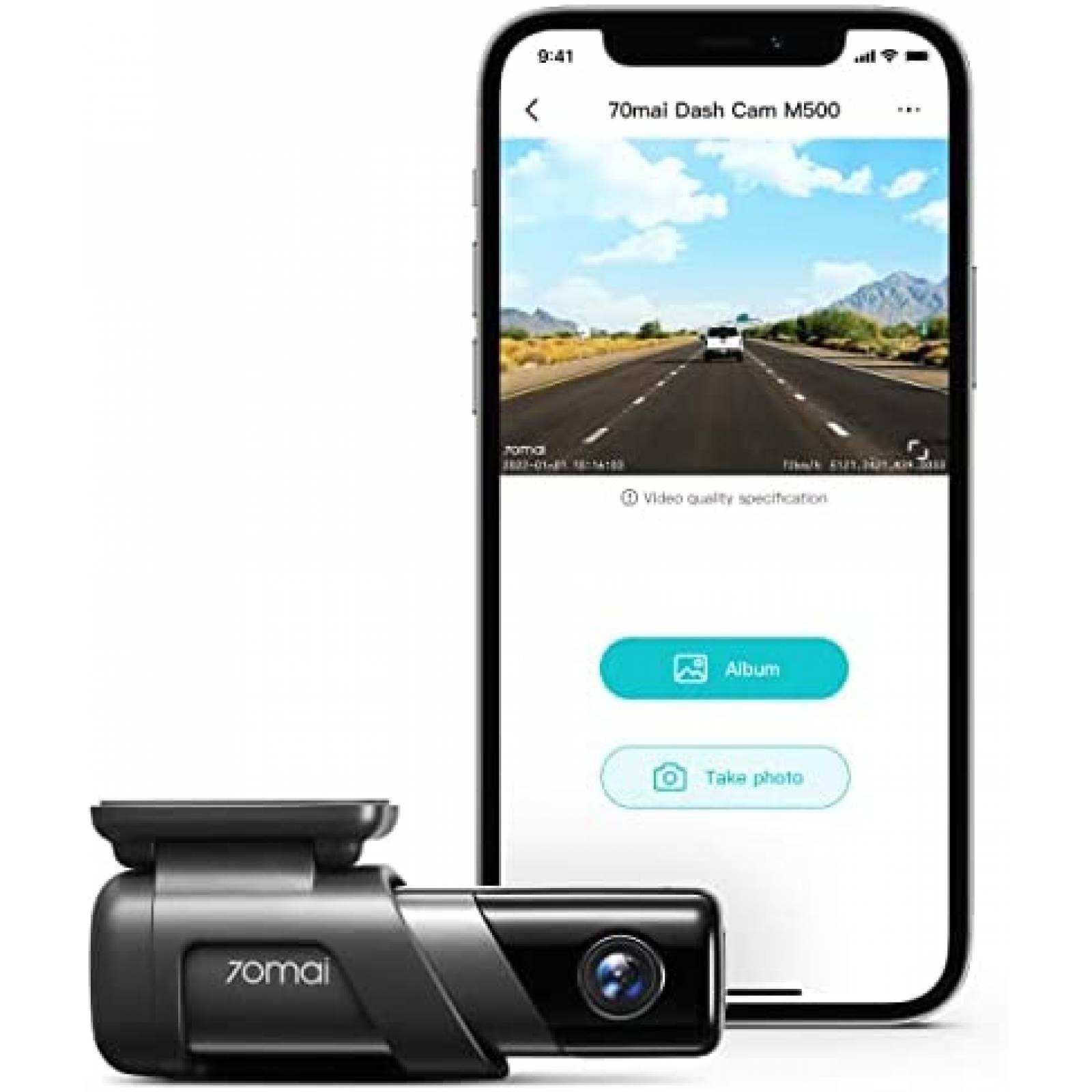 Camara para Auto 70mai M500 Dash Gps 5Mp 1080p 128G -Negro