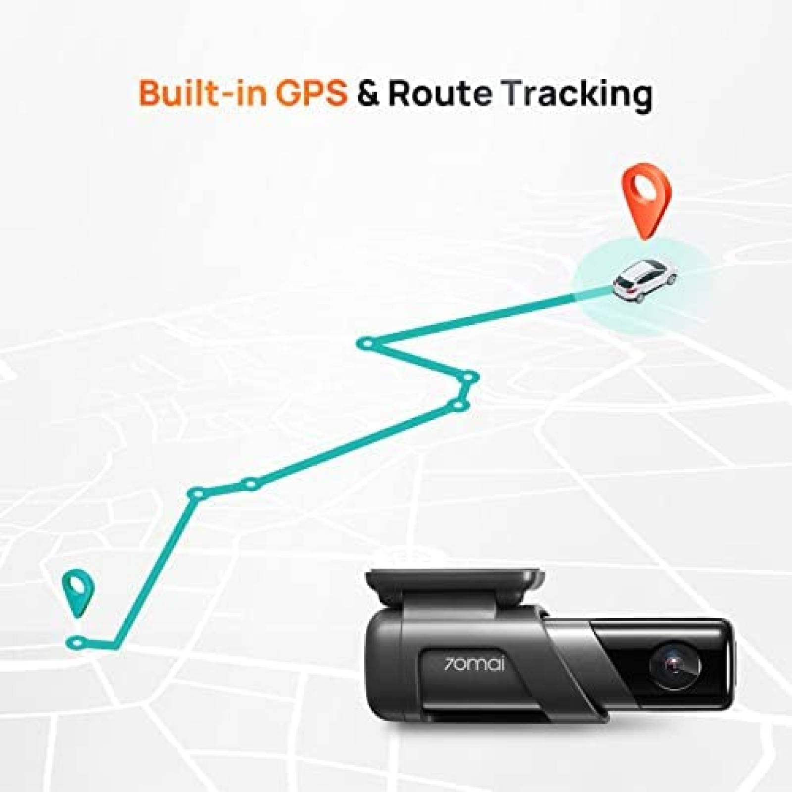 Camara para Auto 70mai M500 Dash Gps 5Mp 1080p 128G -Negro