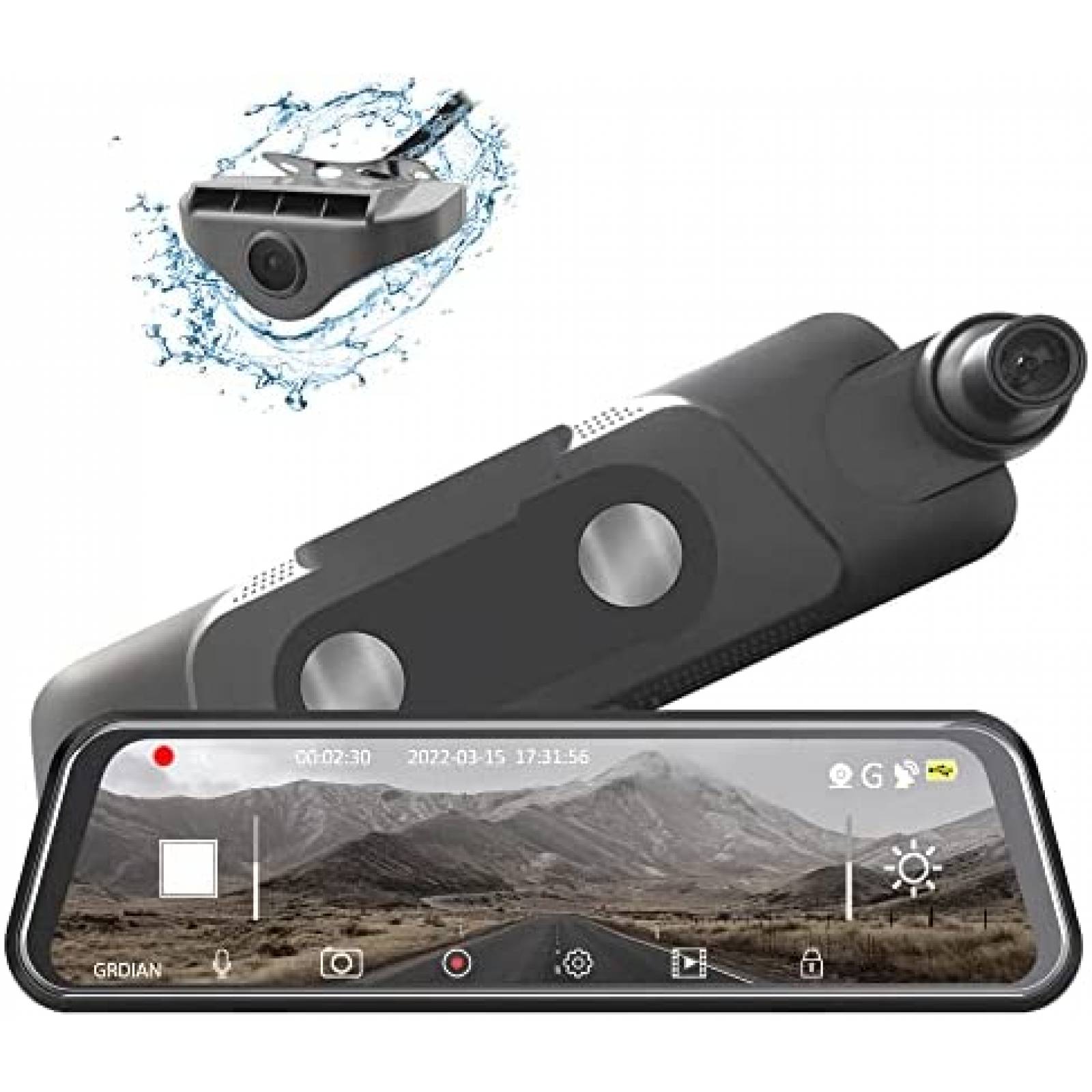 Retrovisor con Camara 10'' Touch 4K Sensor G Micro SD GPS