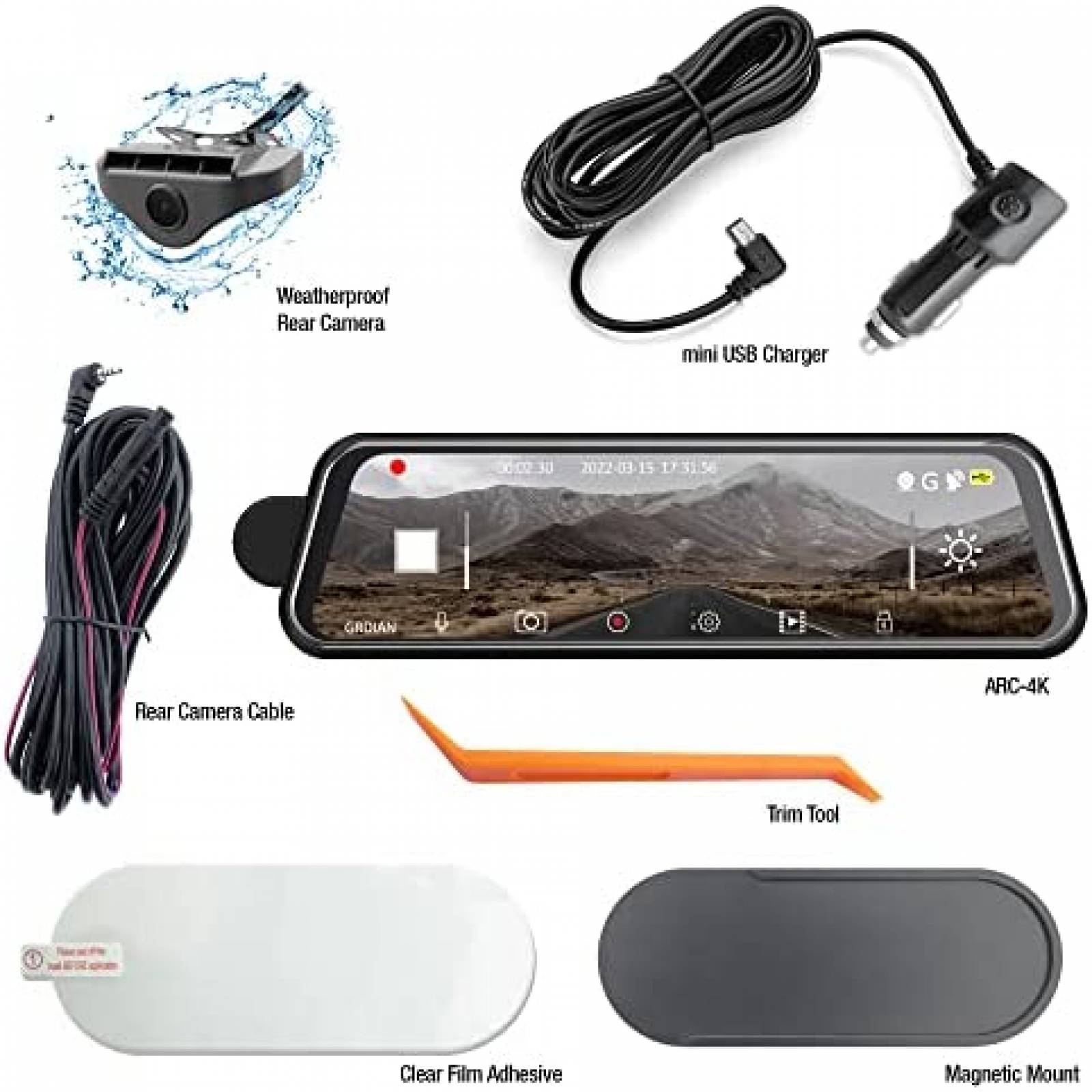 Retrovisor con Camara 10'' Touch 4K Sensor G Micro SD GPS