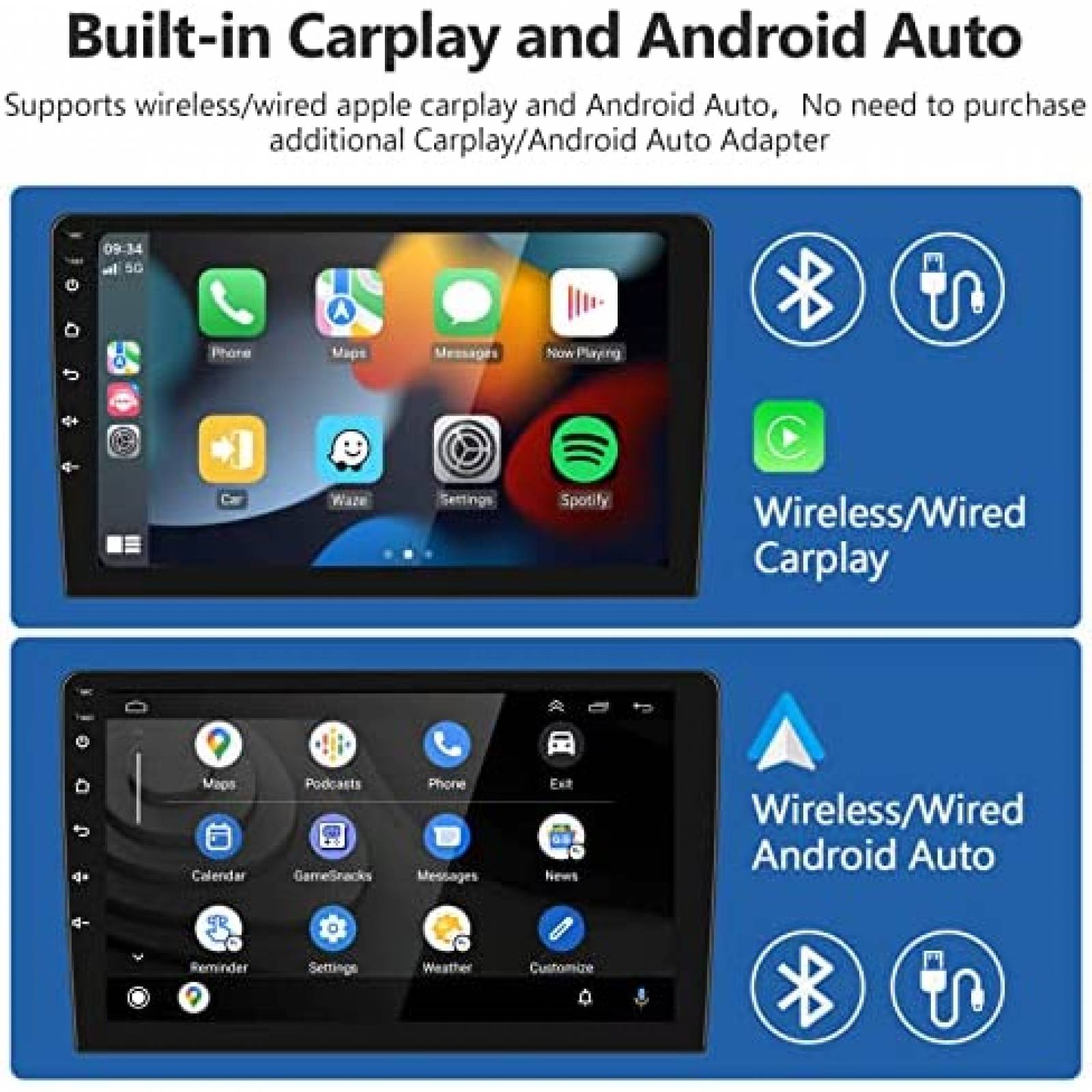 Estereo De Coche PODOFO Para VW Passat Jetta -Negro