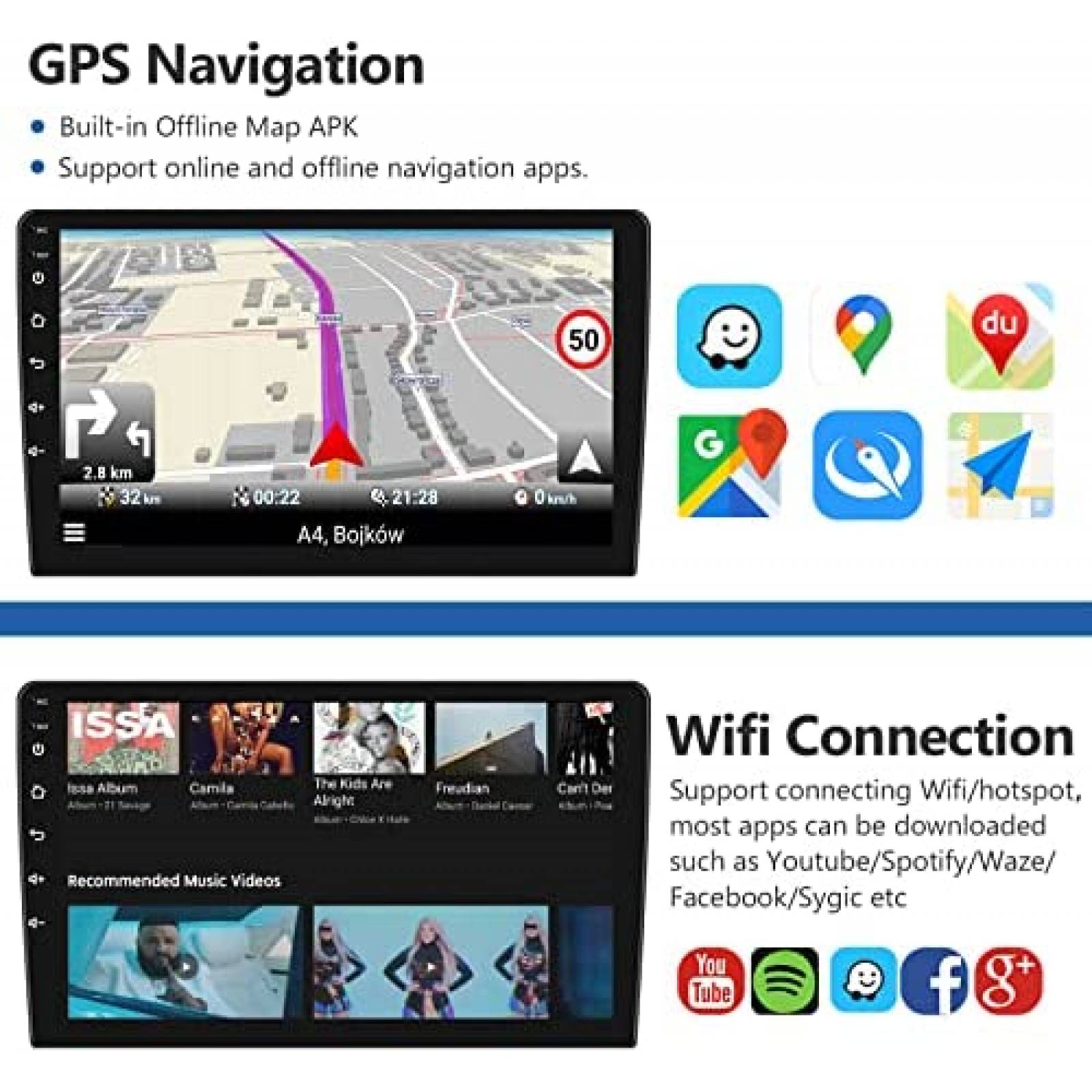 Estereo De Coche PODOFO Para VW Passat Jetta -Negro