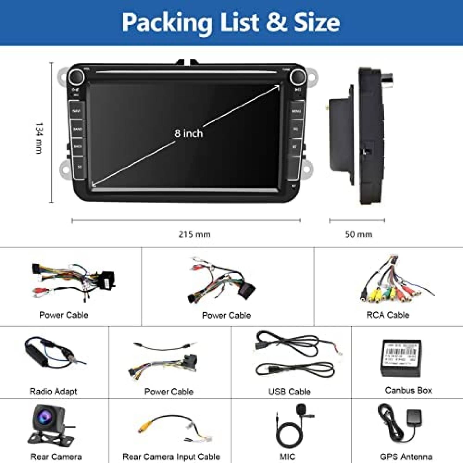 Estereo De Coche PODOFO Para VW Passat Jetta -Negro