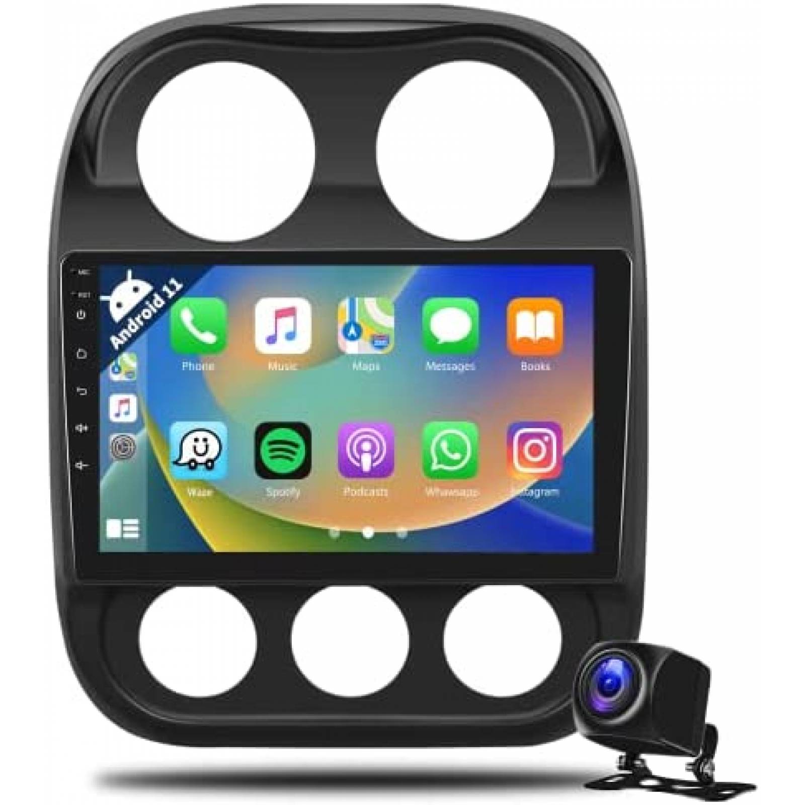 Estereo De Coche HIKITY Para Jeep Compass 2010-16 -Negro