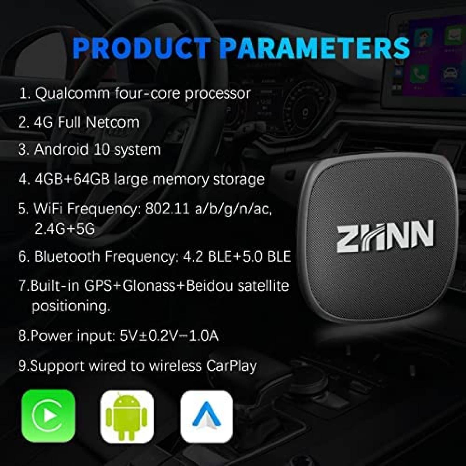Adaptador Para Coche ZHNN vea YouTube y Netflix -Negro