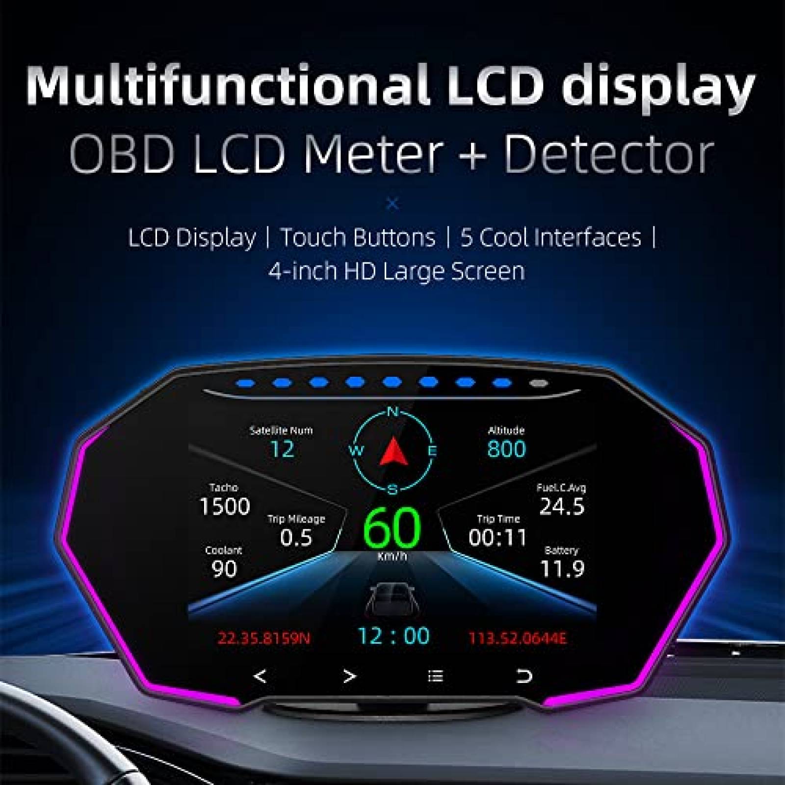 Velocimetro Digital BY-J Obd2 Multifuncional -Negro