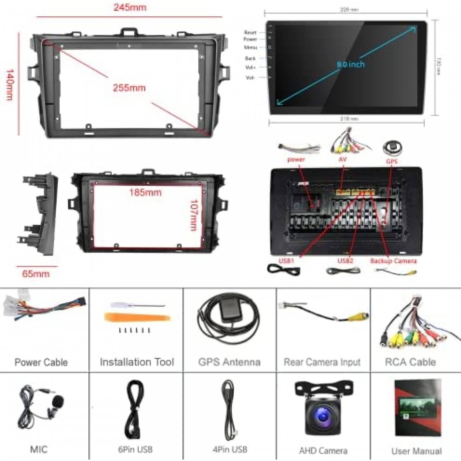 Estereo de Coche Hodozzy Para Toyota Corolla 2009-2013