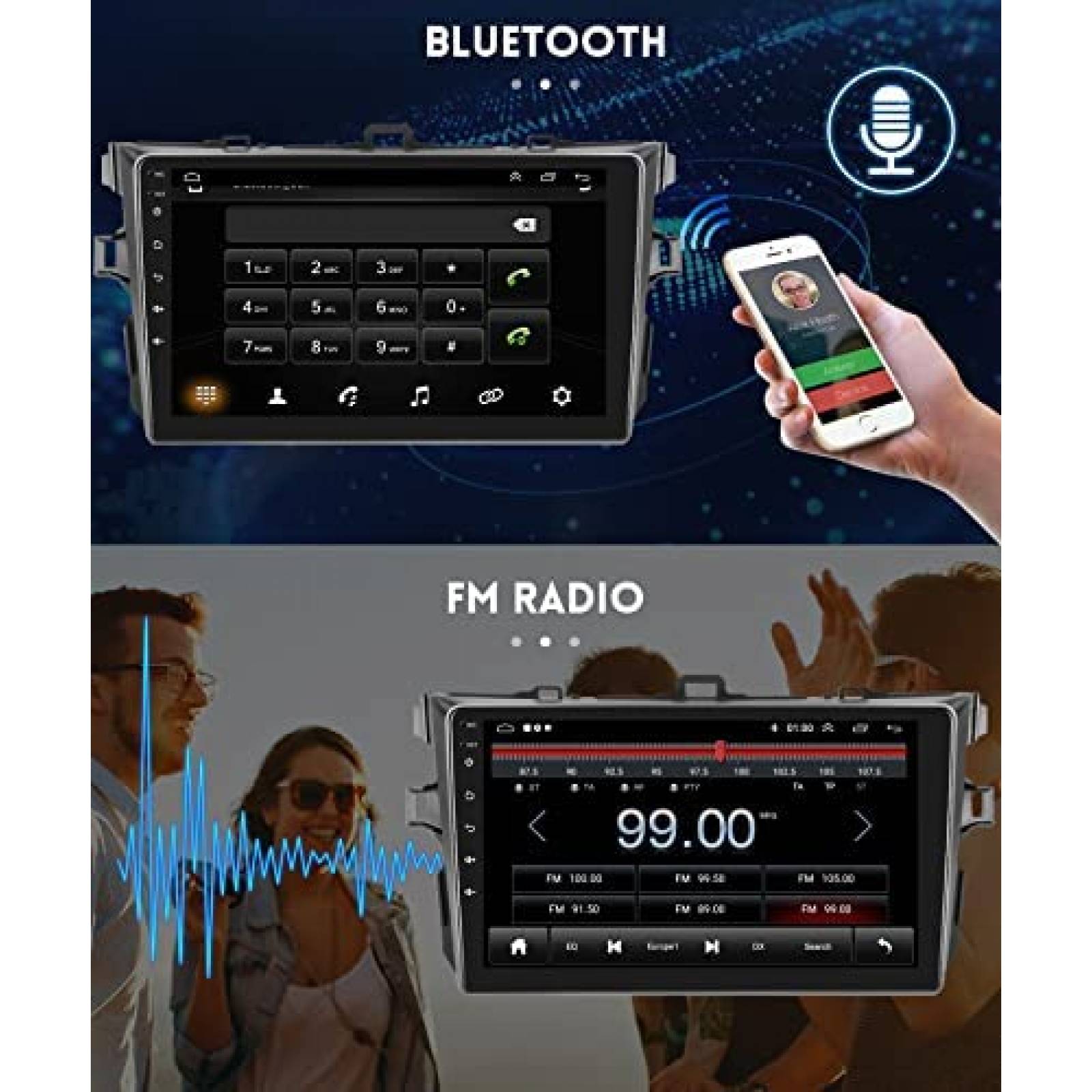 Estereo De Coche RIMOODY Para Toyota Corolla 2009-13 -Negro