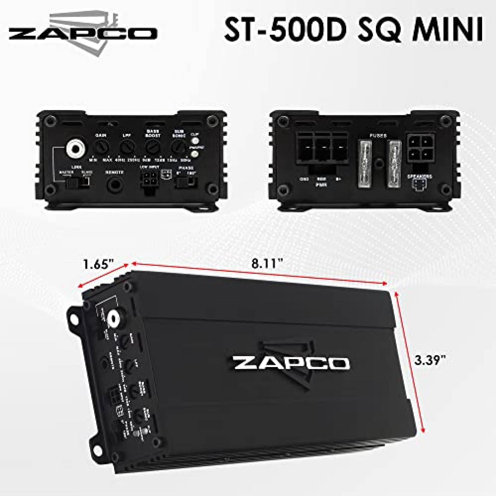 Amplificador Zapco ST-500D SQ MINI 1 x 500W -Negro