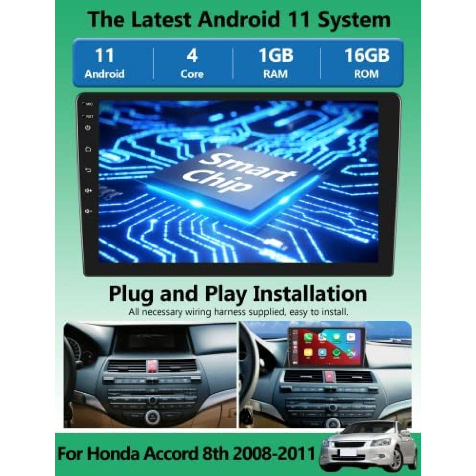 Estereo de Coche METEESER Para Honda Accord 2008-2013 -Negro