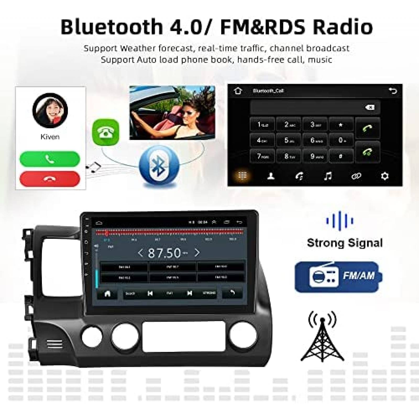 Estereo para Auto Podofo GPS Android para Honda Civic 2006