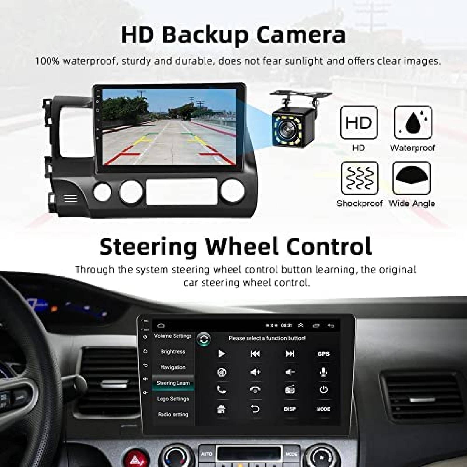 Estereo para Auto Podofo GPS Android para Honda Civic 2006