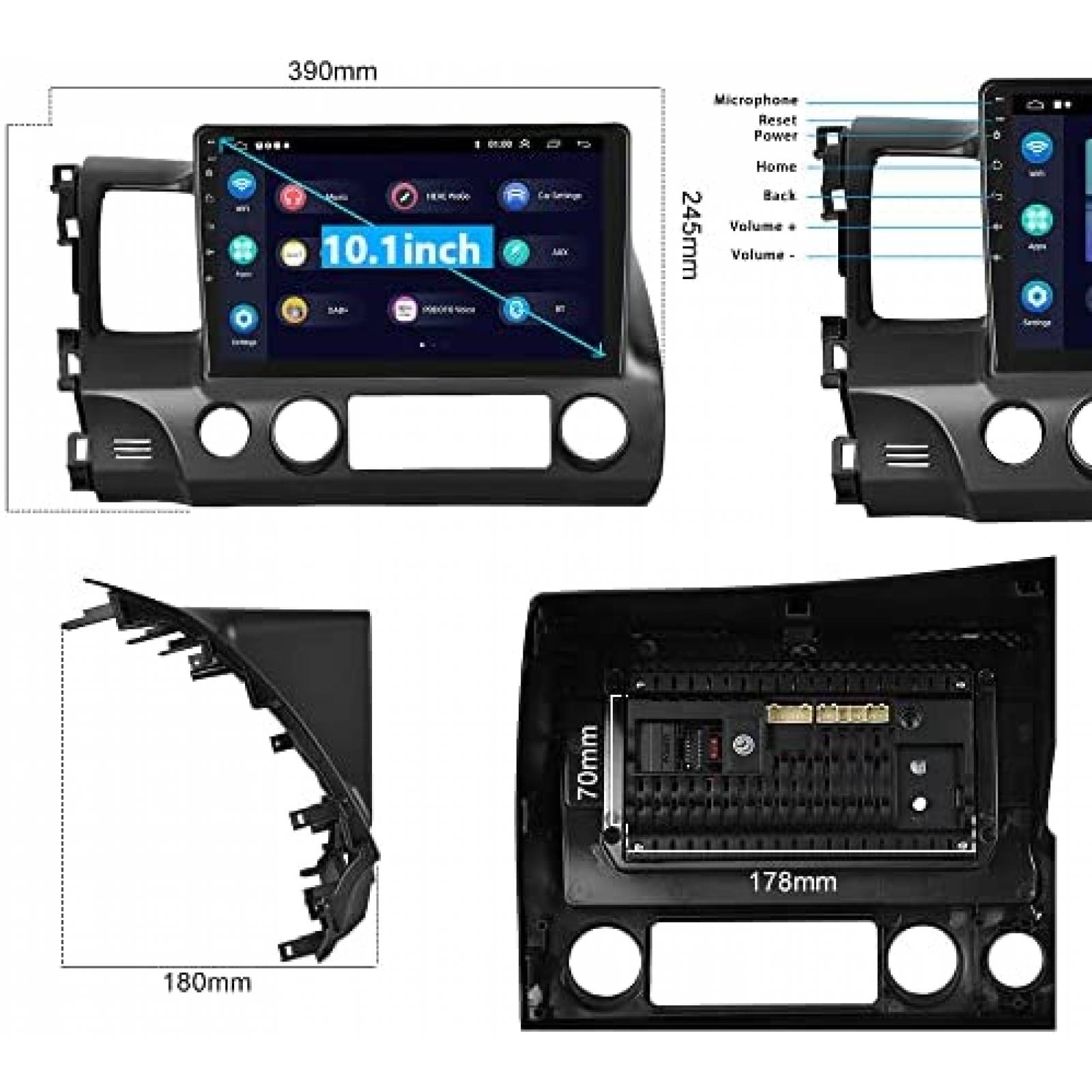 Estereo para Auto Podofo GPS Android para Honda Civic 2006