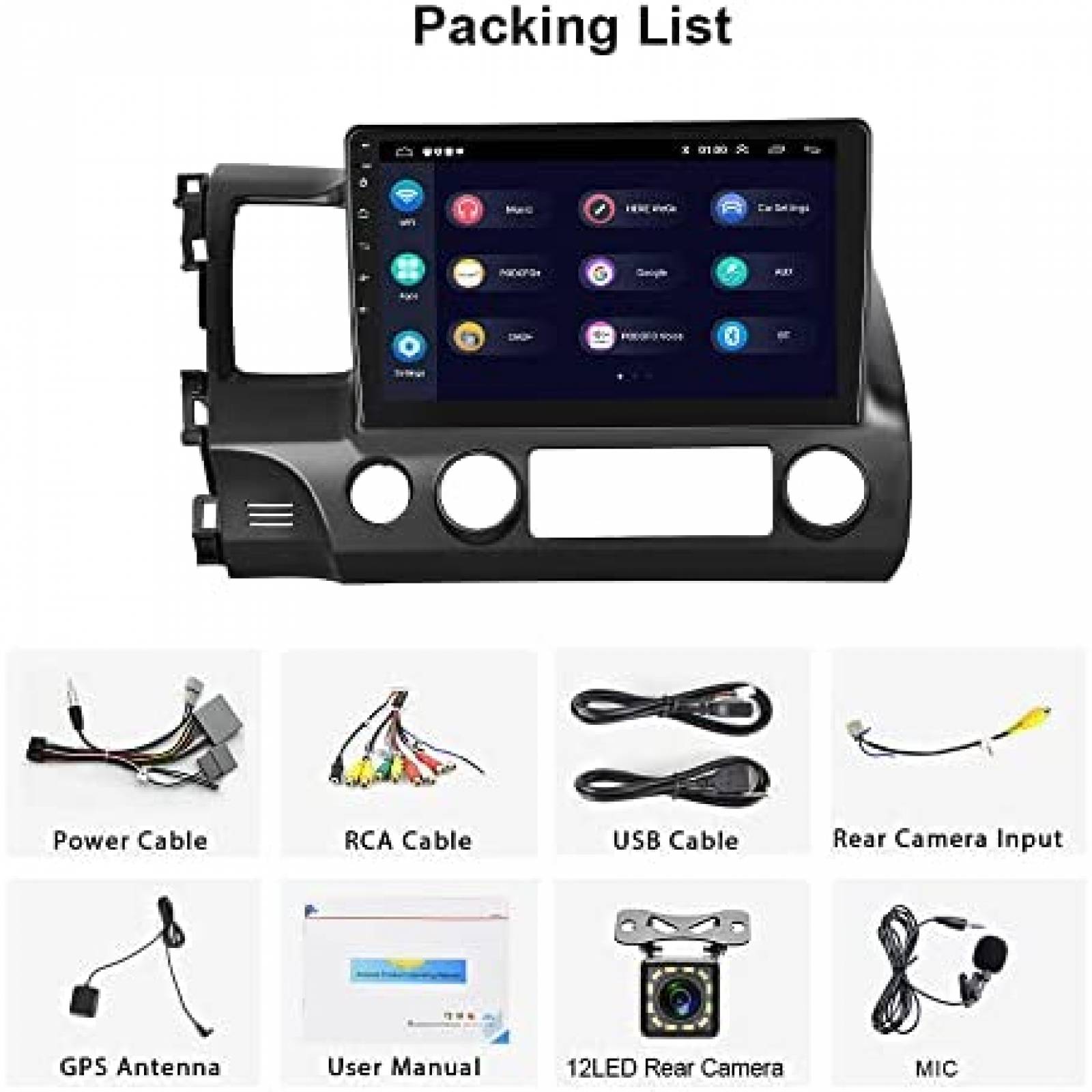 Estereo para Auto Podofo GPS Android para Honda Civic 2006