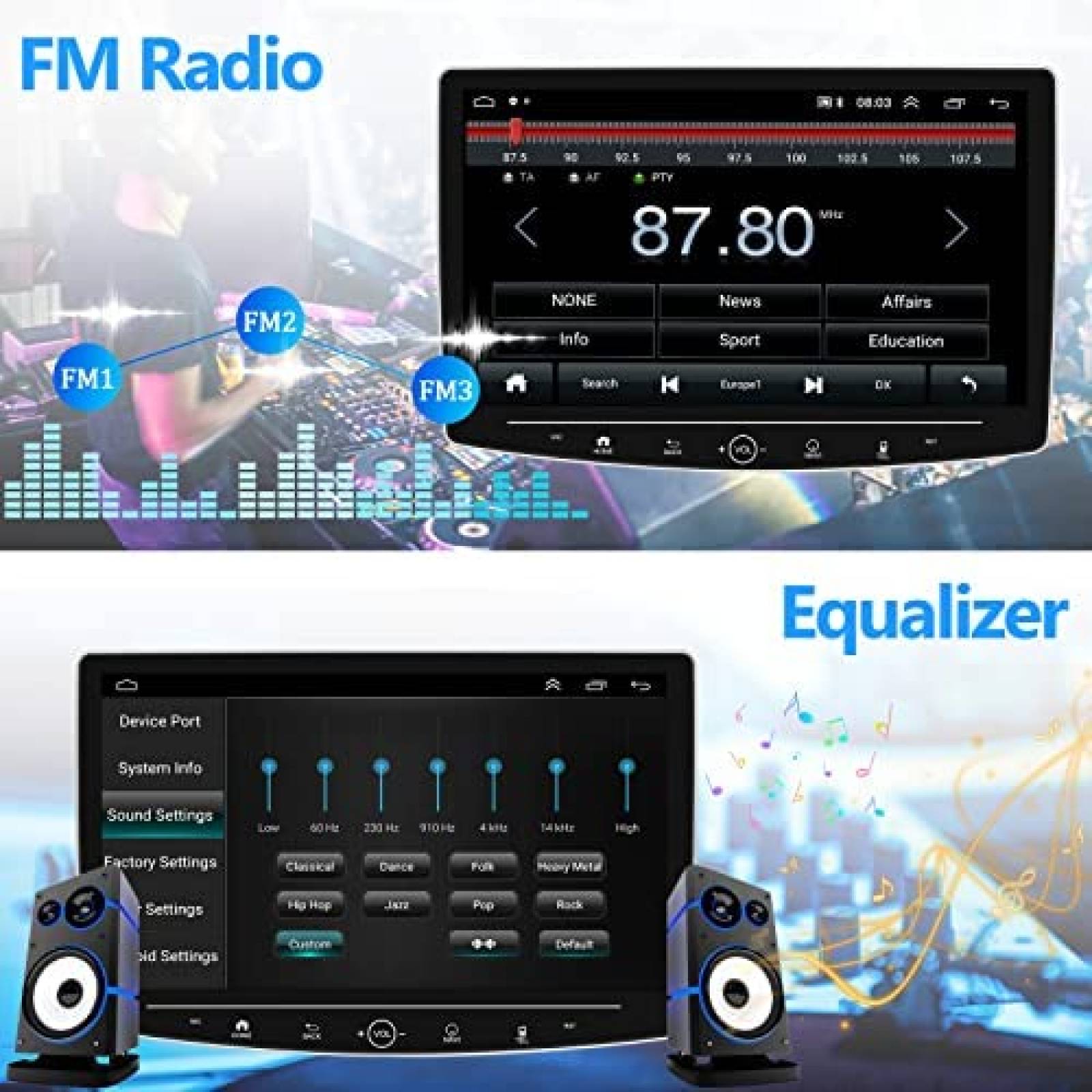 Radio de Coche 1 DIN Bluetooth CAMECHO Pantalla táctil Plegable de